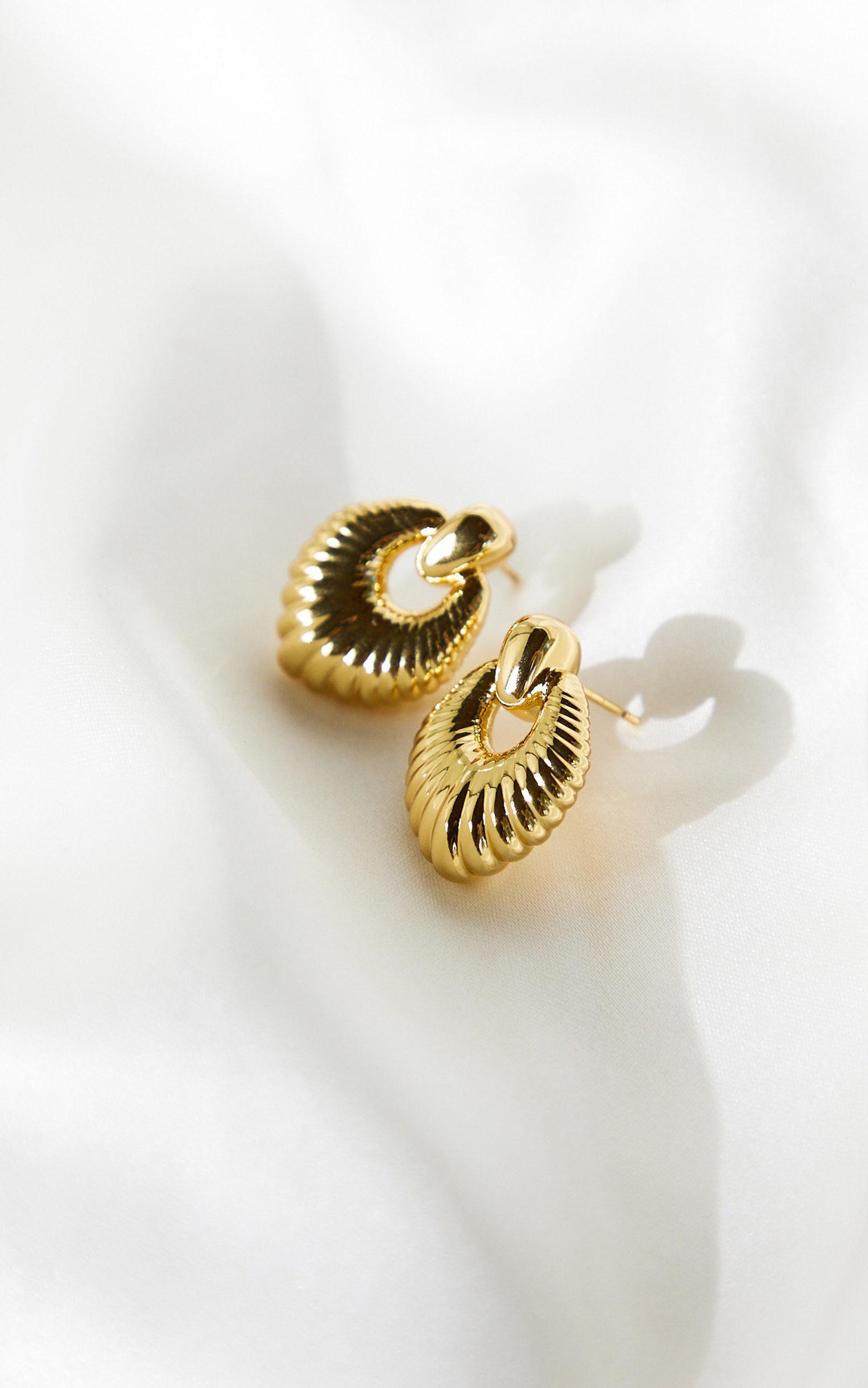 Maddie Earrings - Textured Drop Earrings in Gold Product Image