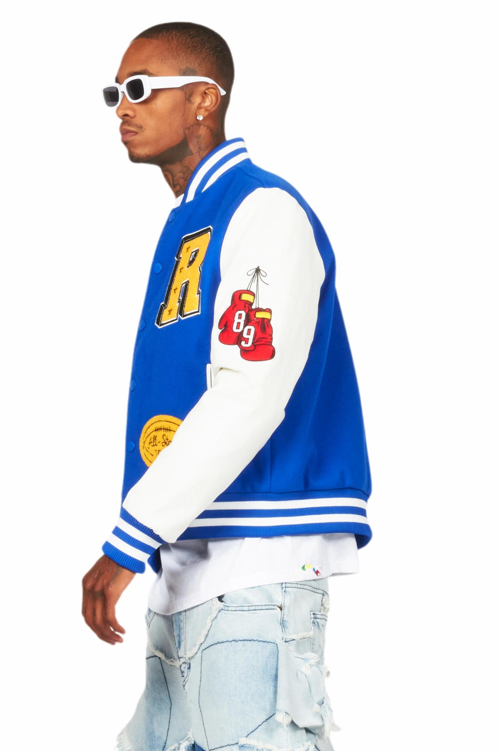 Ahjalee Royal Blue Oversized Varsity Jacket Female Product Image