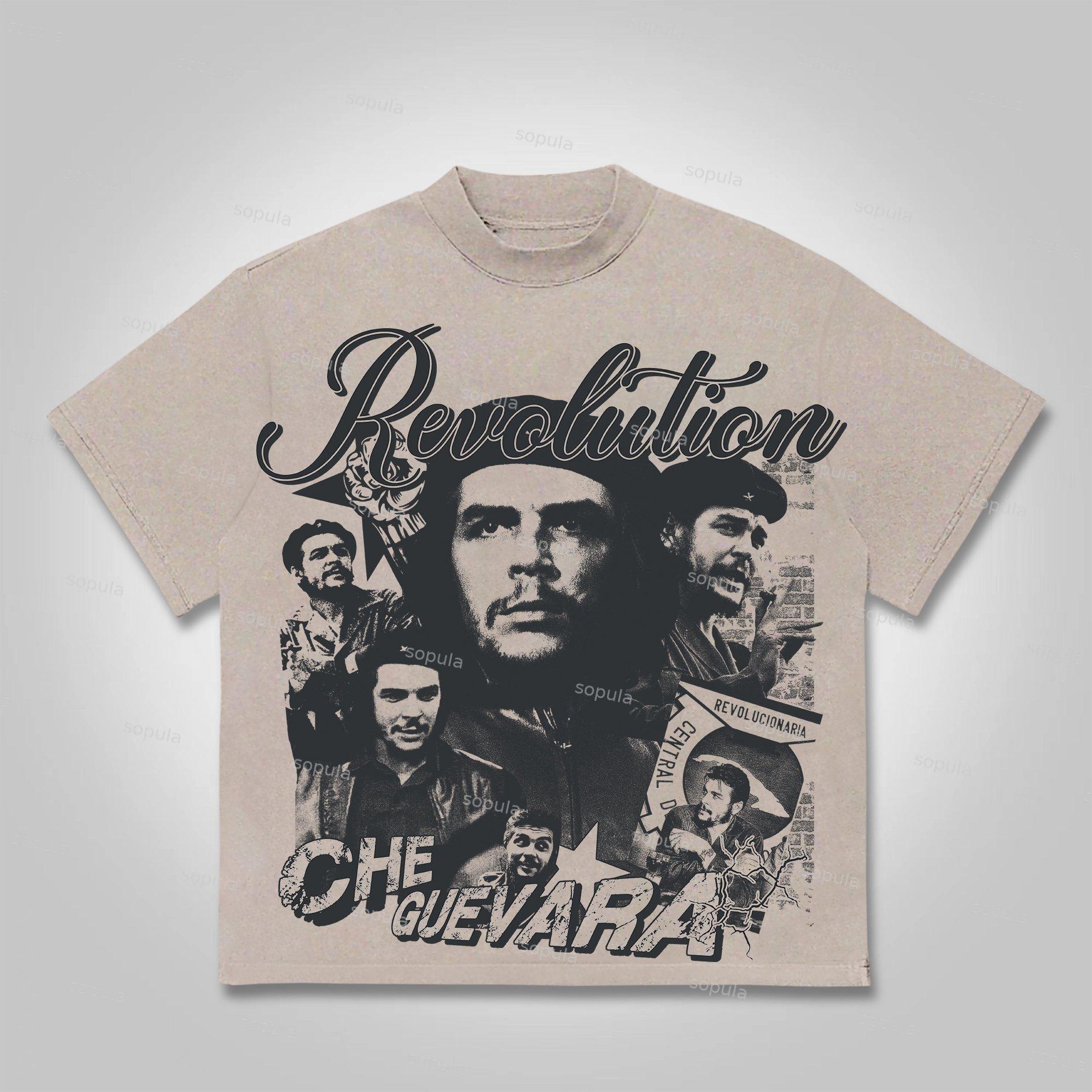 Sopula Revolution Che Guevara Vintage Graphics Cotton T-Shirt Product Image
