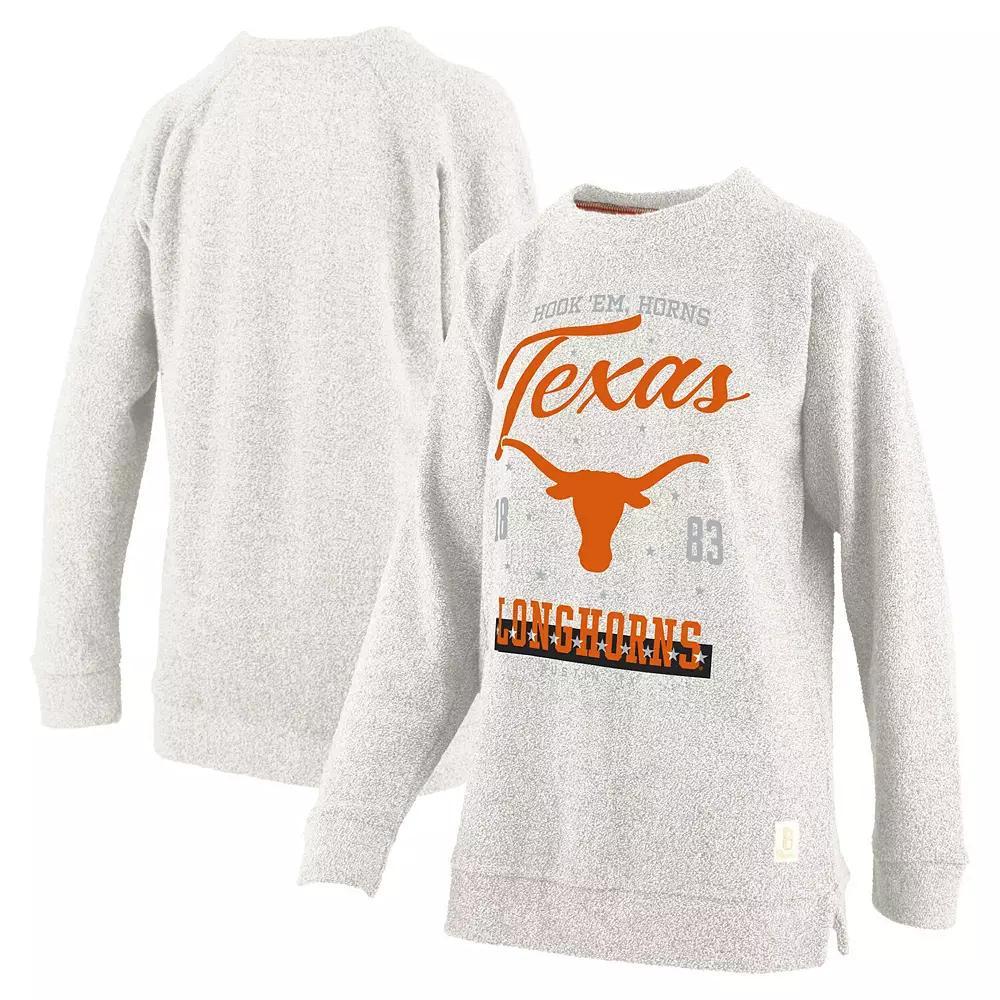 Women's Pressbox Oatmeal Texas Longhorns Plus Size Comfy Cairo Terry Pullover Sweatshirt, Size: 3XL, Team Product Image