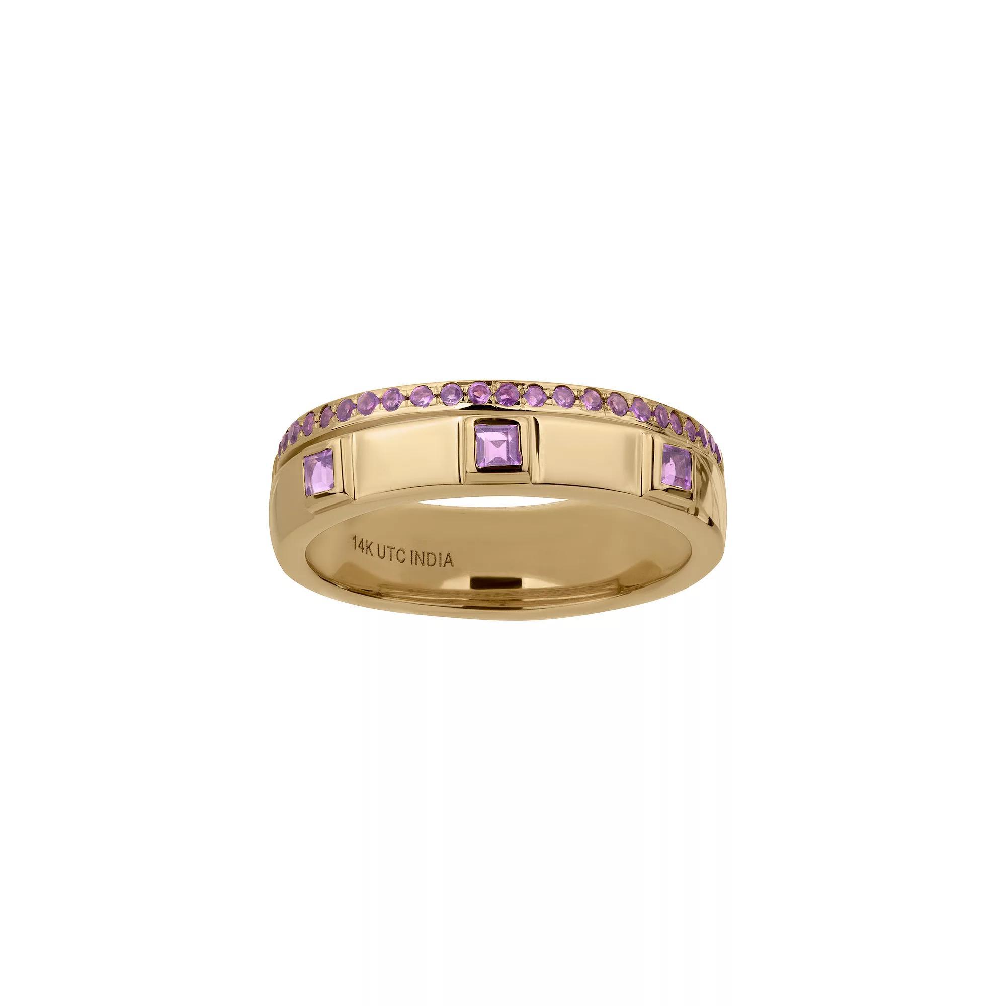 Gemistry 14k Gold Amethyst Band Ring, Womens Product Image