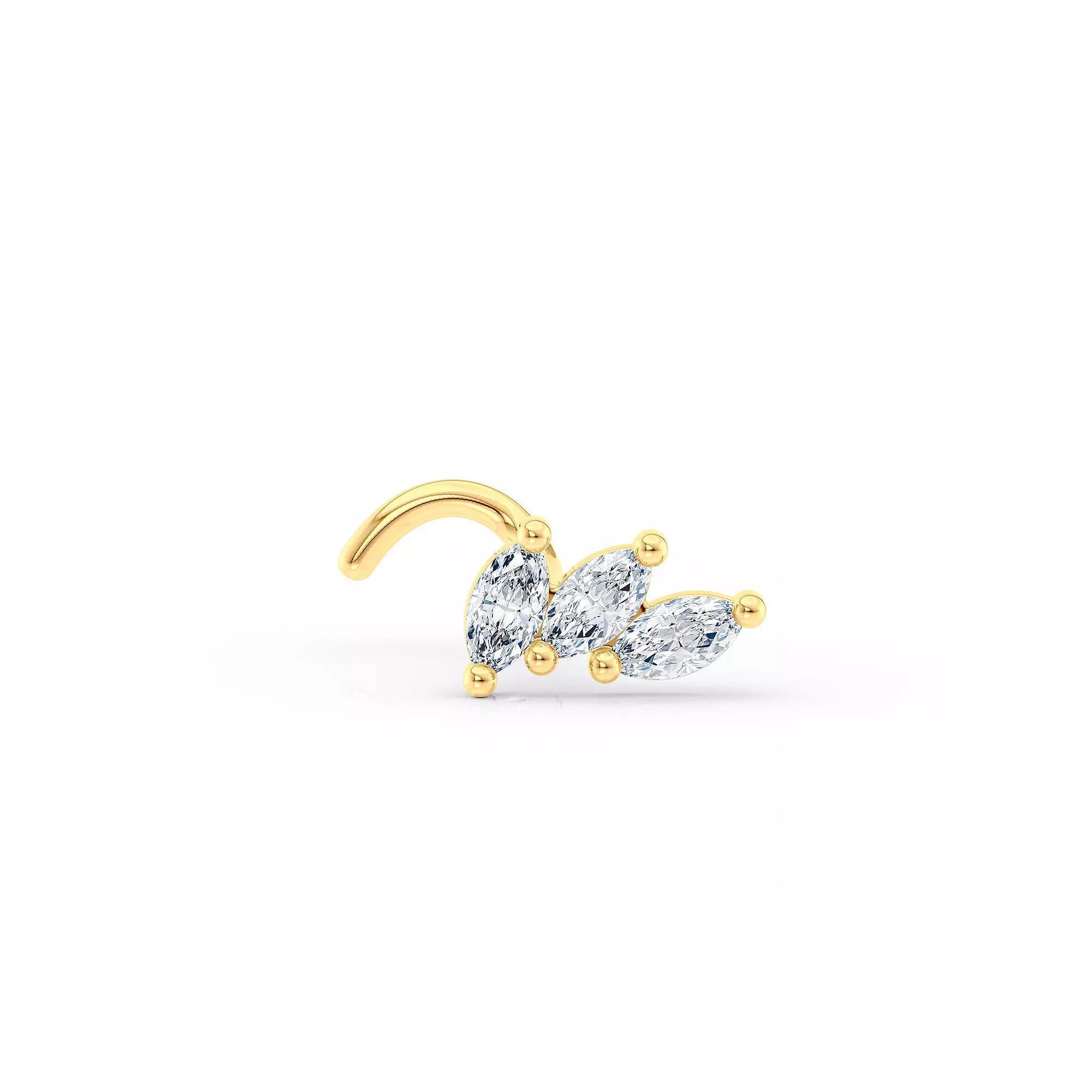 Lila Moon 14k Gold Cubic Zirconia 3-Stone Marquise Curved Nose Ring, Women's Product Image