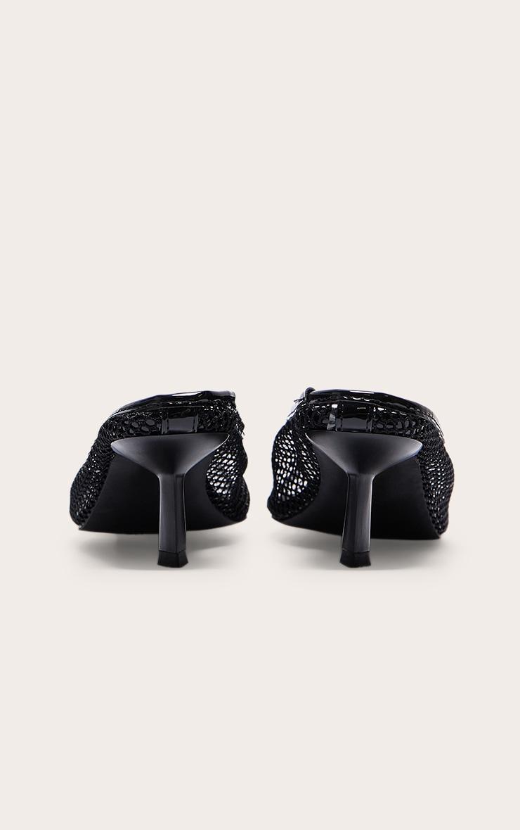 Black Mesh Point Toe Low Heel Court Mules Product Image