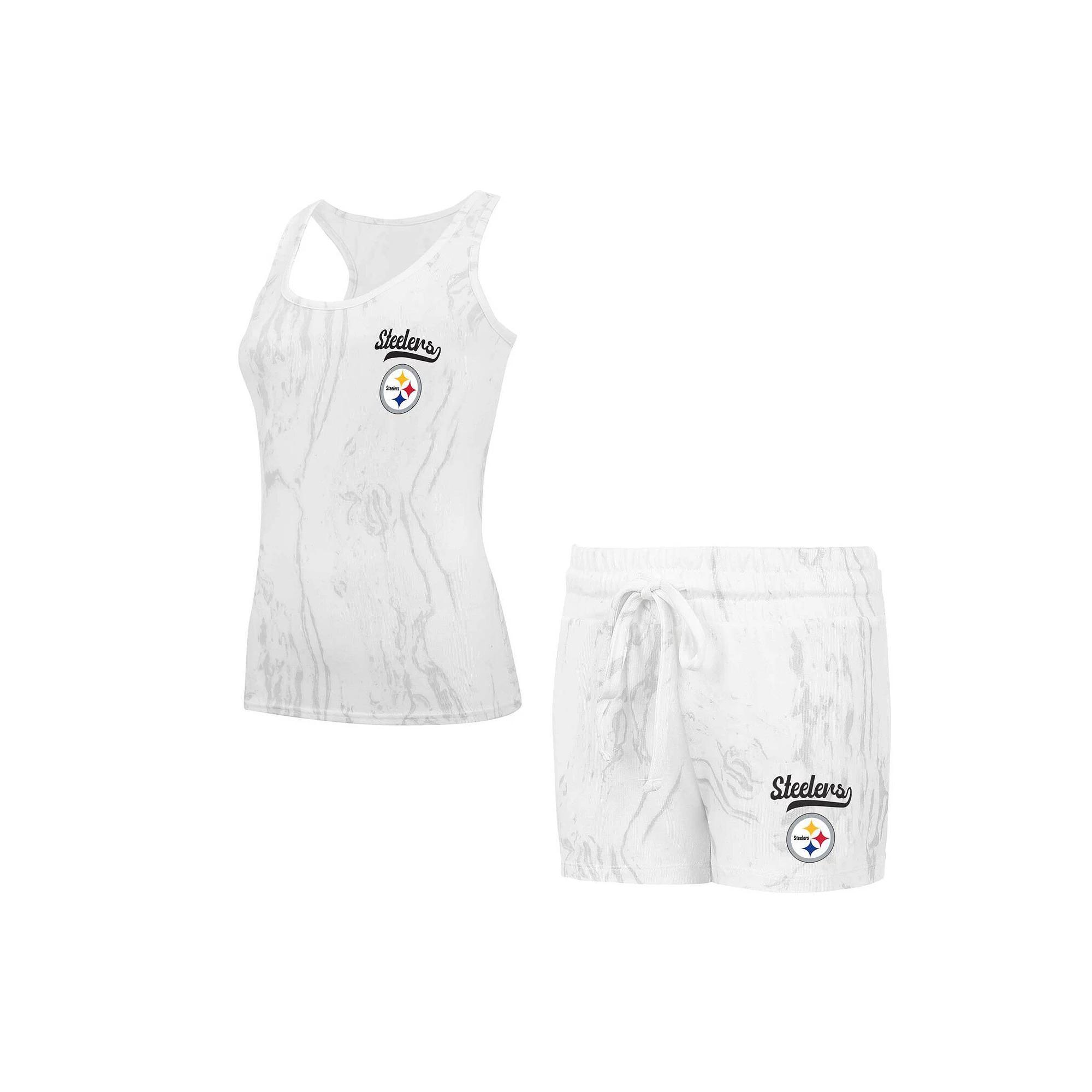 Women's Concepts Sport Pittsburgh Steelers Quartz Hacci Knit Tank Top & Shorts Sleep Set, Size: Small, Beige Product Image