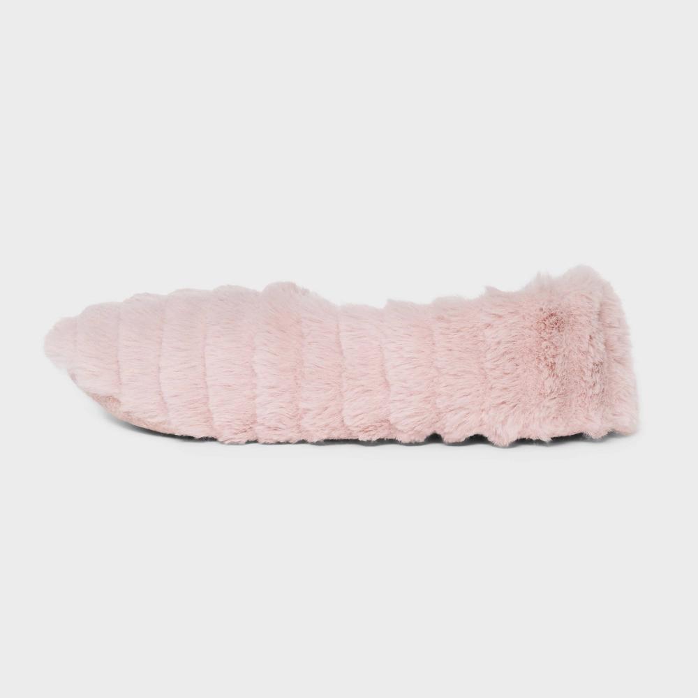 Women's Ribbed Faux plush Cozy Pull-On Slipper Socks with Grippers - Auden™ Light S/M: Cushioned Insole, Nonslip Product Image
