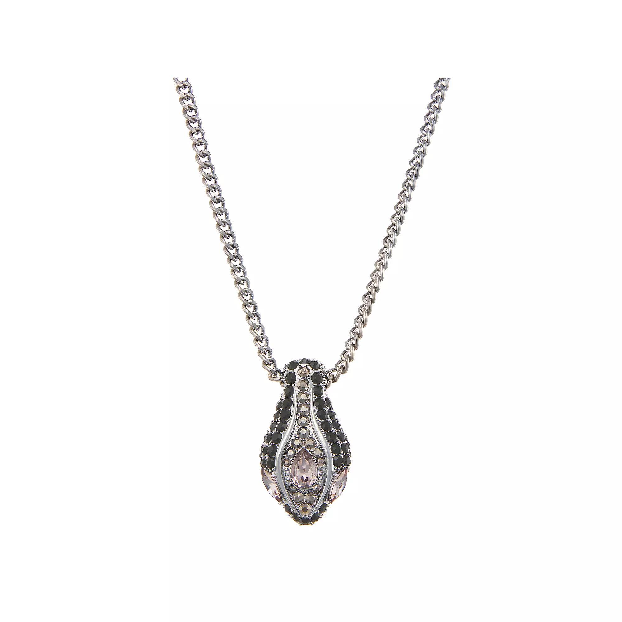 Simply Vera Vera Wang Silver Tone Snake Head Pendant Necklace, Womens, Black Product Image