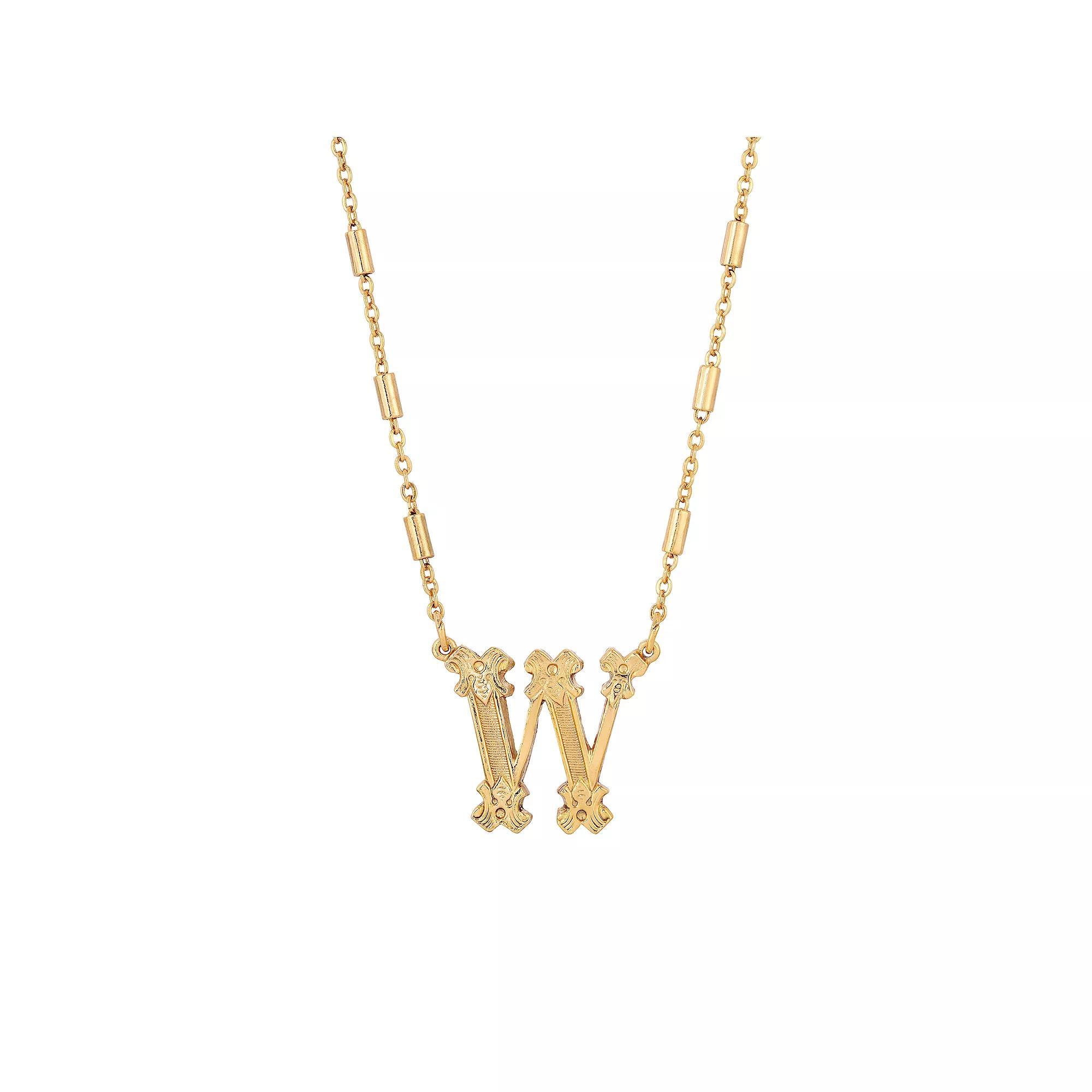 1928 Gold Tone Initial Necklace, Womens, Yellow L Product Image