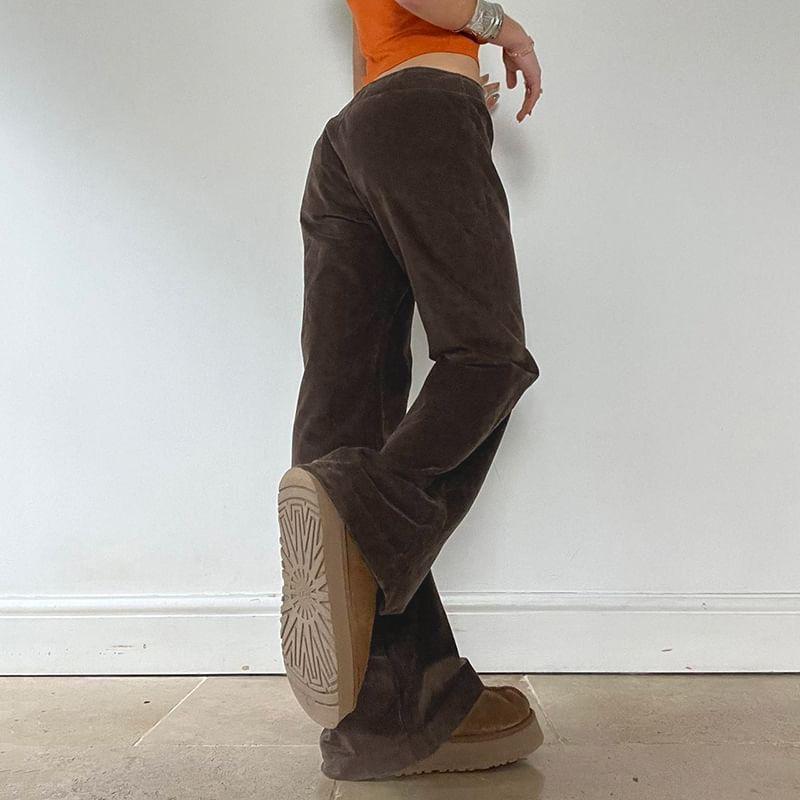Low Rise Plain Corduroy Flared Pants Product Image
