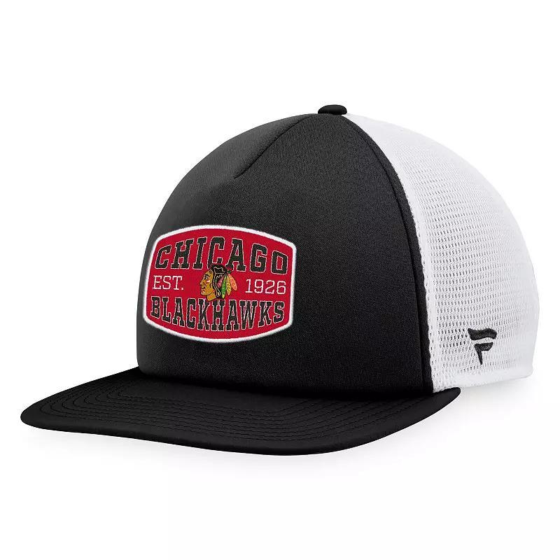 Mens Fanatics Branded /White Chicago hawks Foam Front Patch Trucker Snapback Hat Product Image