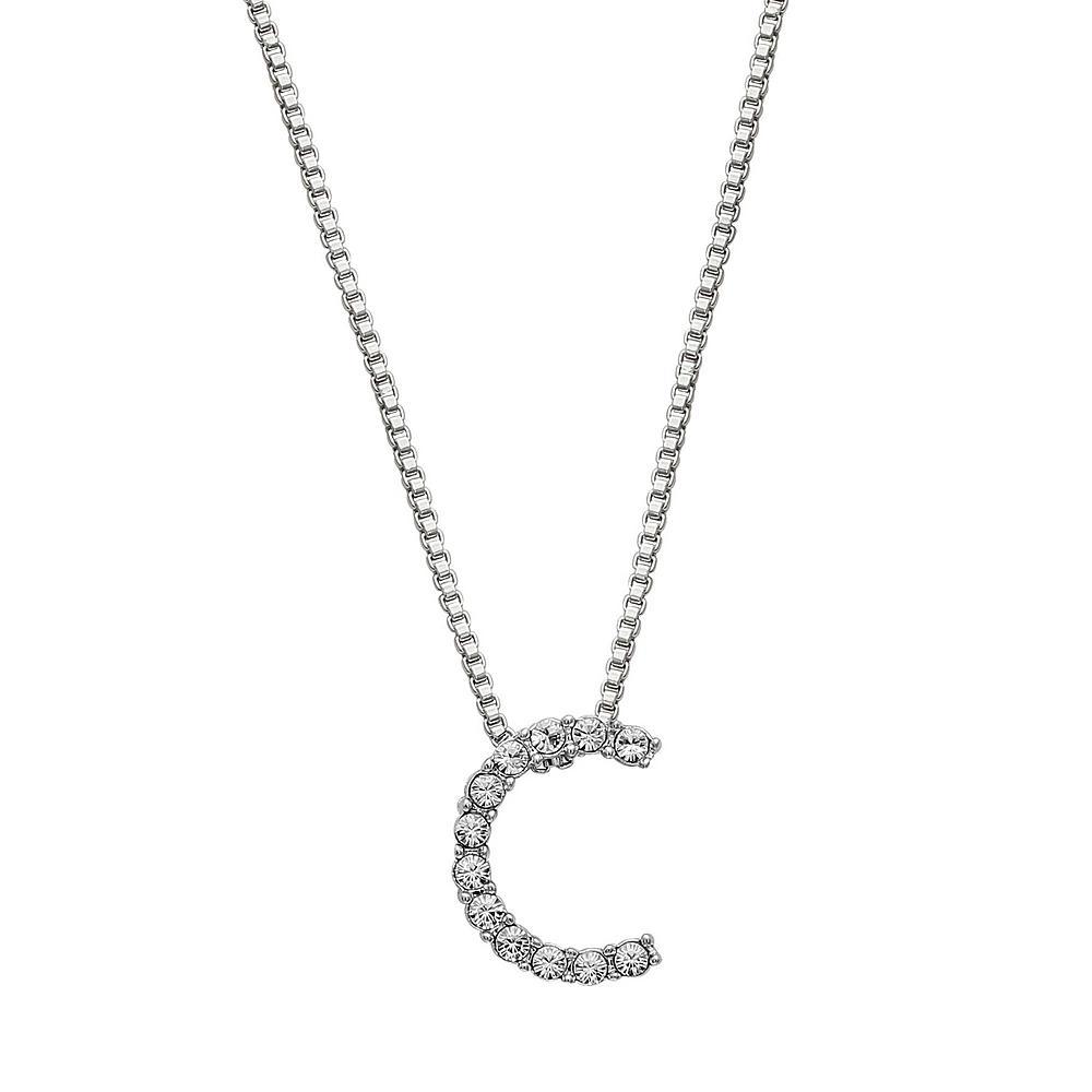 Brilliance Silver Plated Crystal Initial Pendant, Women's, Size: 18", Silver Tone G Product Image