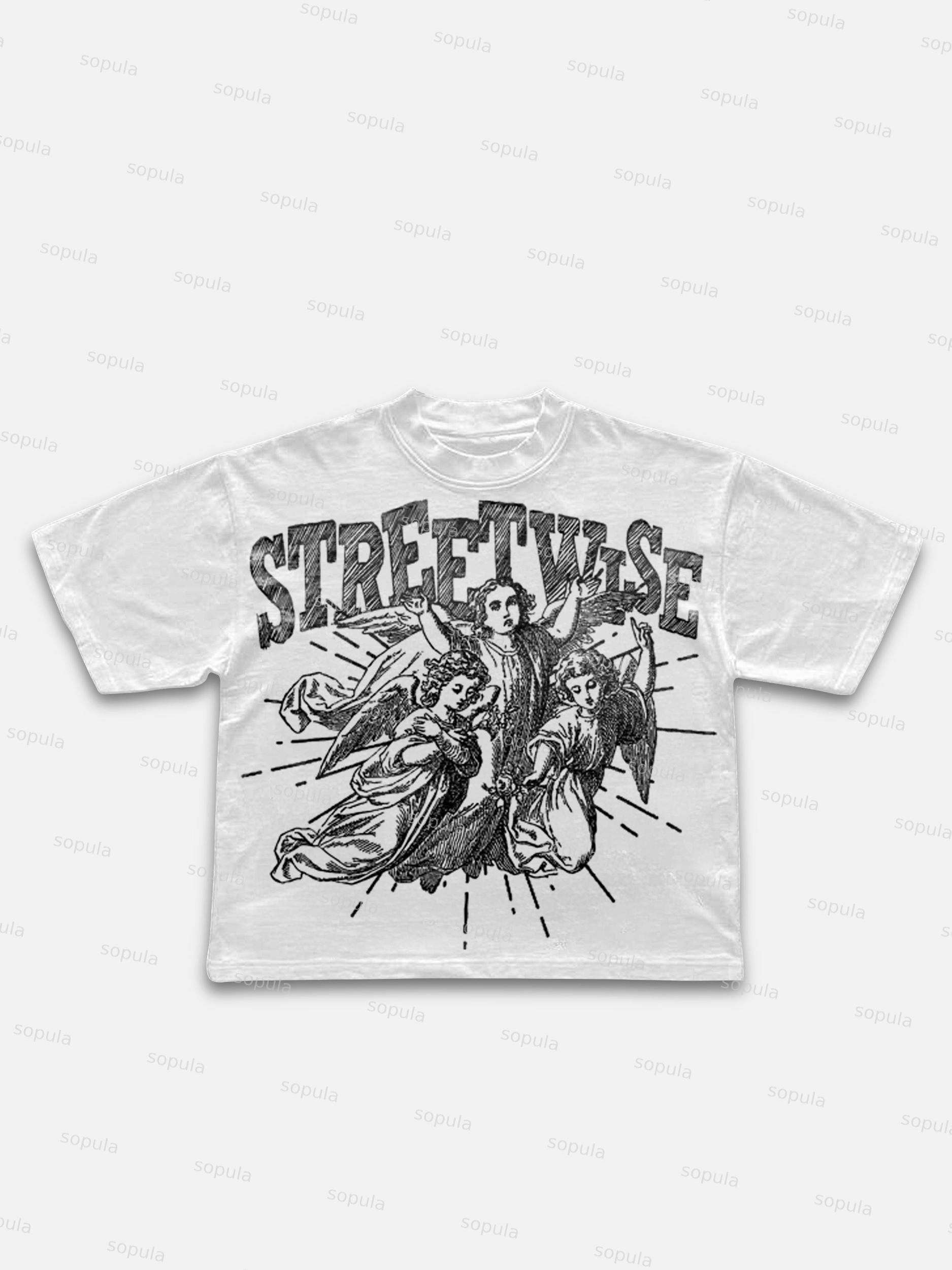Sopula May You Know The World Draft Sketch Style Cotton Cropped T-Shirts Product Image