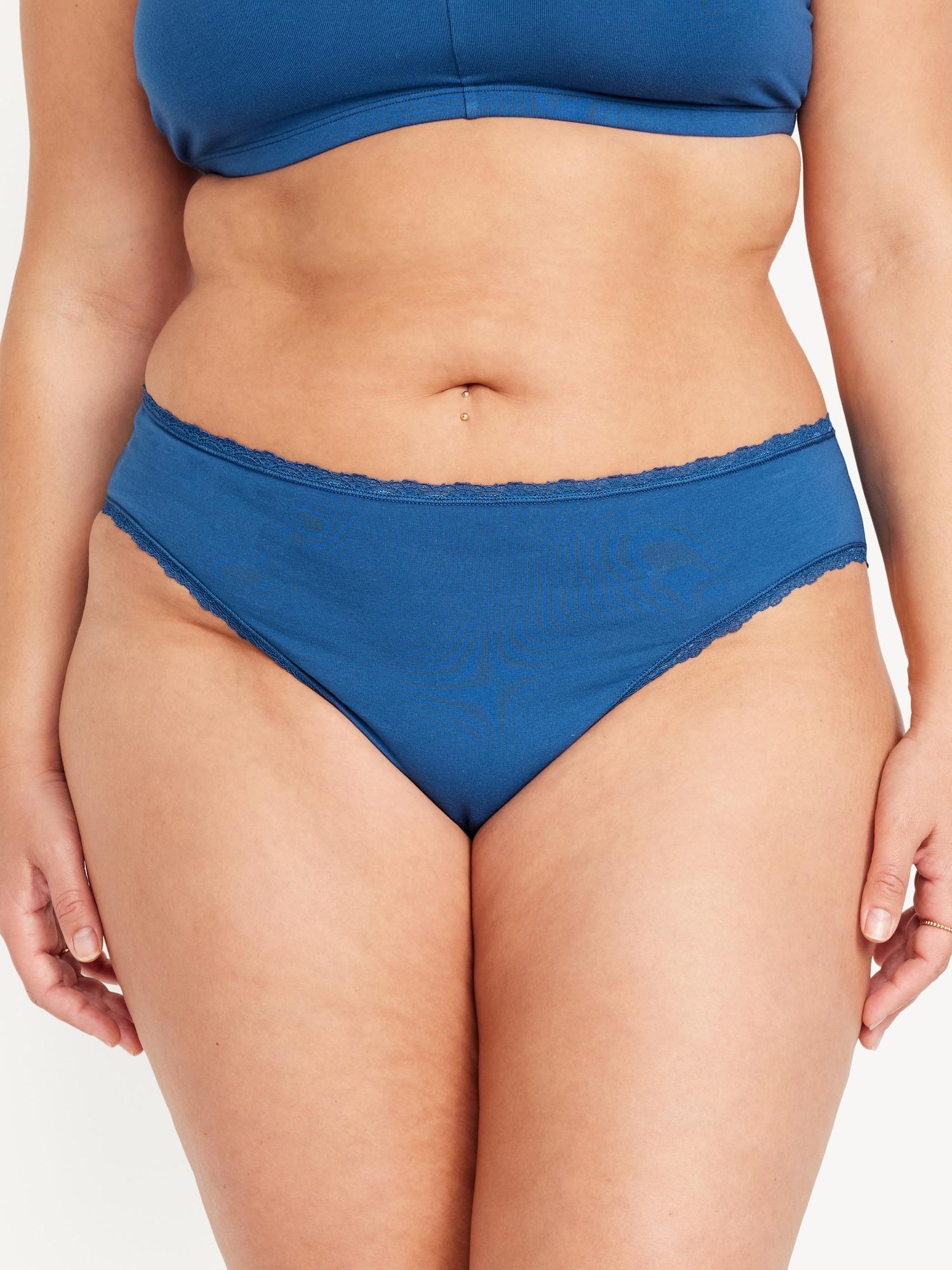 High-Waisted Lace-Trim Bikini Underwear Product Image