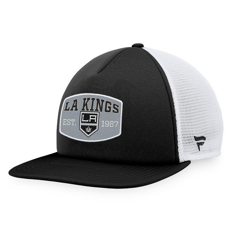 Men's Fanatics Branded Black/White Pittsburgh Penguins Foam Front Patch Trucker Snapback Hat Product Image