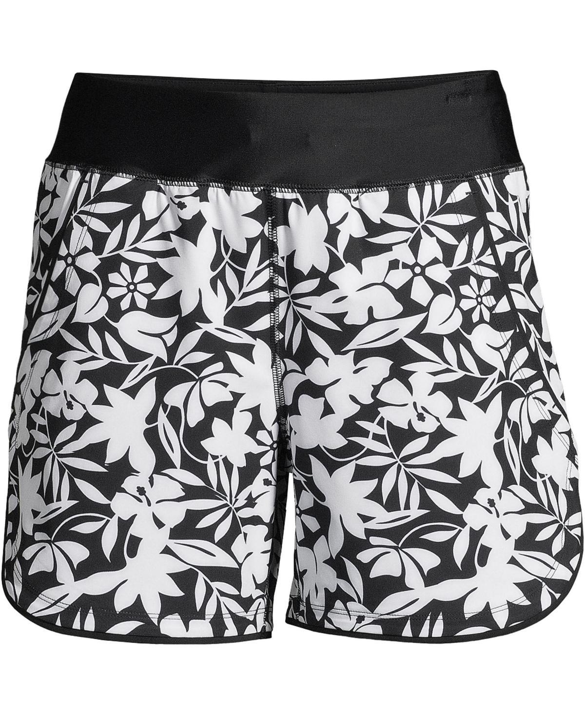 Petite Lands' End 5" Quick Dry Elastic Waist Board Shorts Swim Cover-up, Women's, Size: 12 Petite, Deep  Blue Product Image