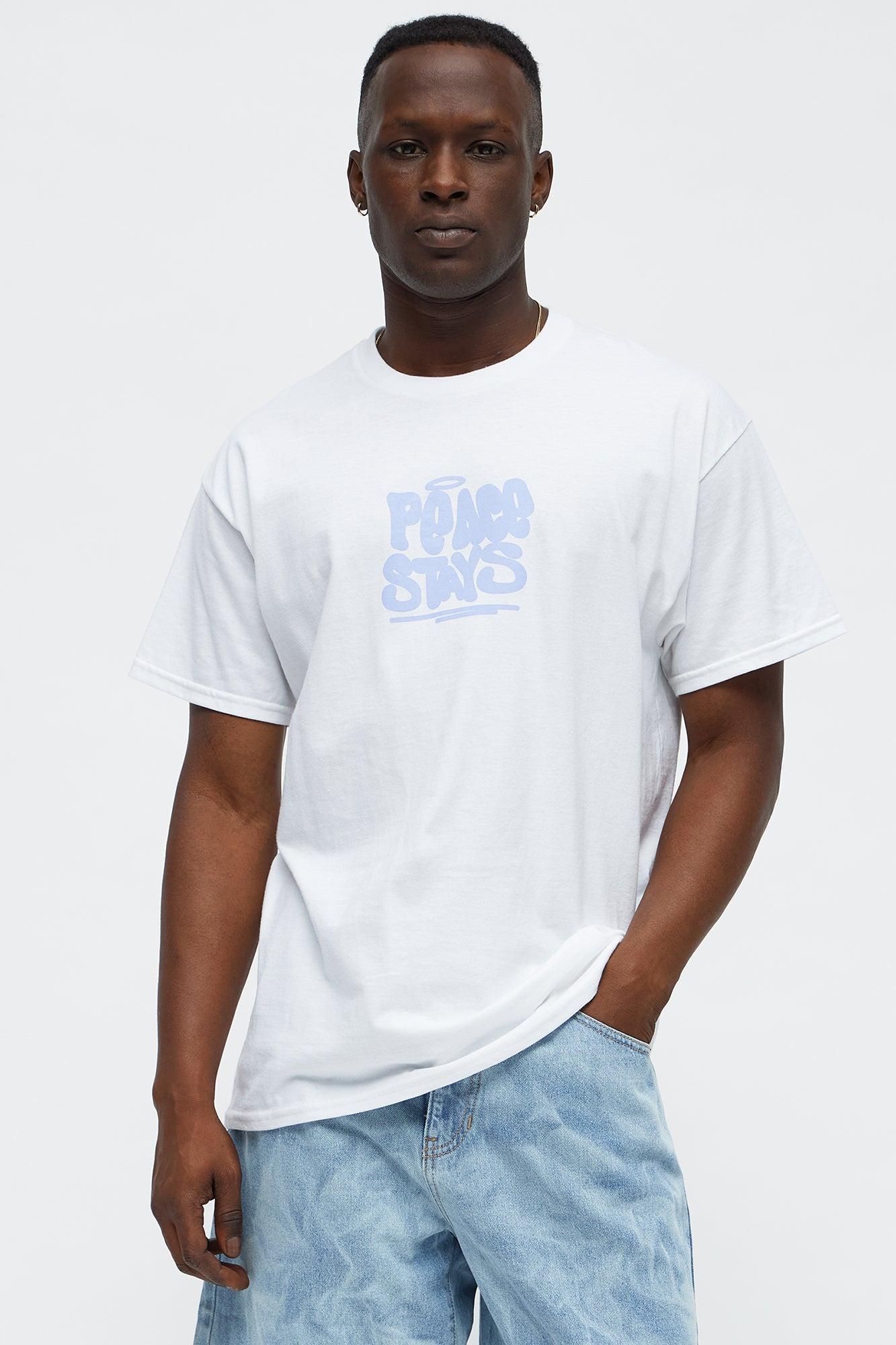 Peace Stays Oversized Short Sleeve Tee - White Product Image