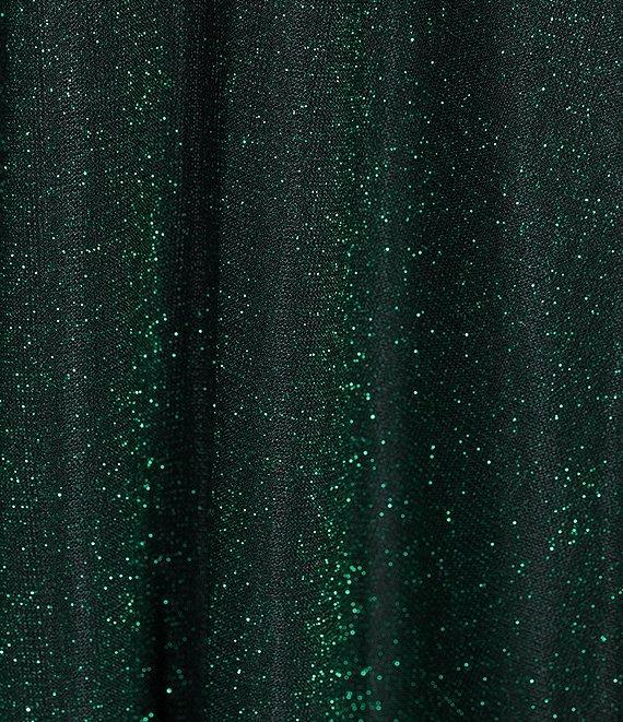 City Vibe Spaghetti Strap Glitter Lace Hi-Low Bodice Skirt Dress Product Image