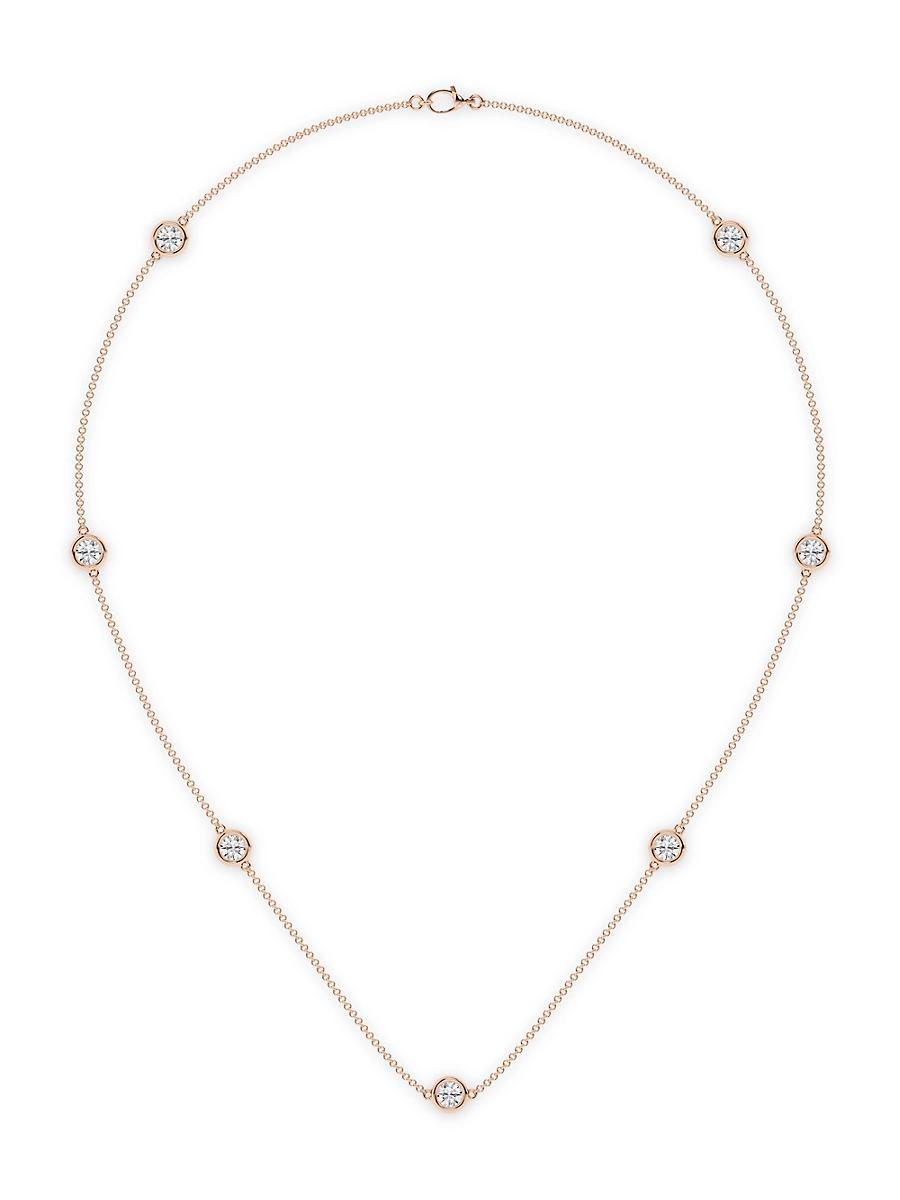 Womens 14K Rose Gold & 7-Diamond Station Necklace/0.70-2.10 TCW Product Image