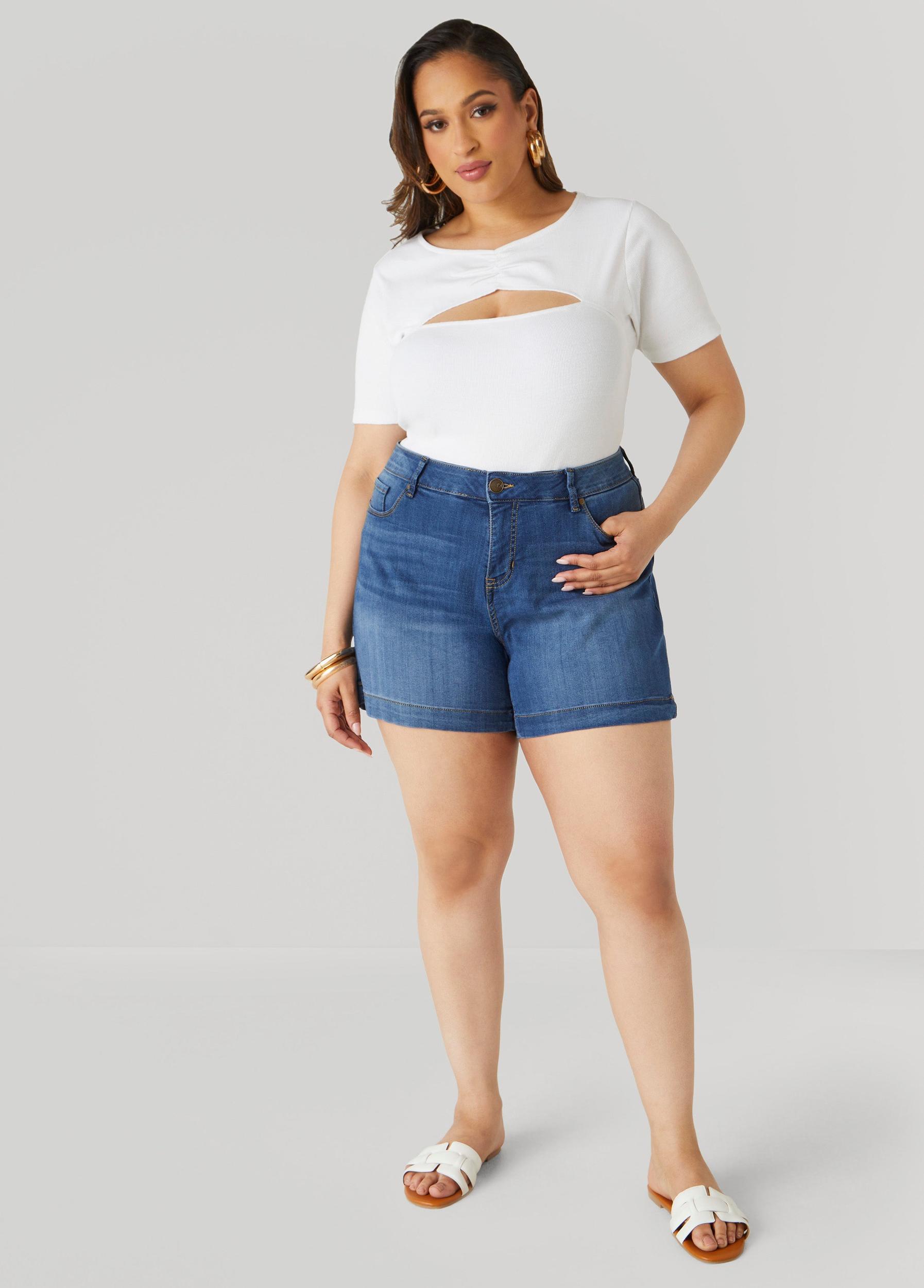Mid Rise Denim Shorts Product Image