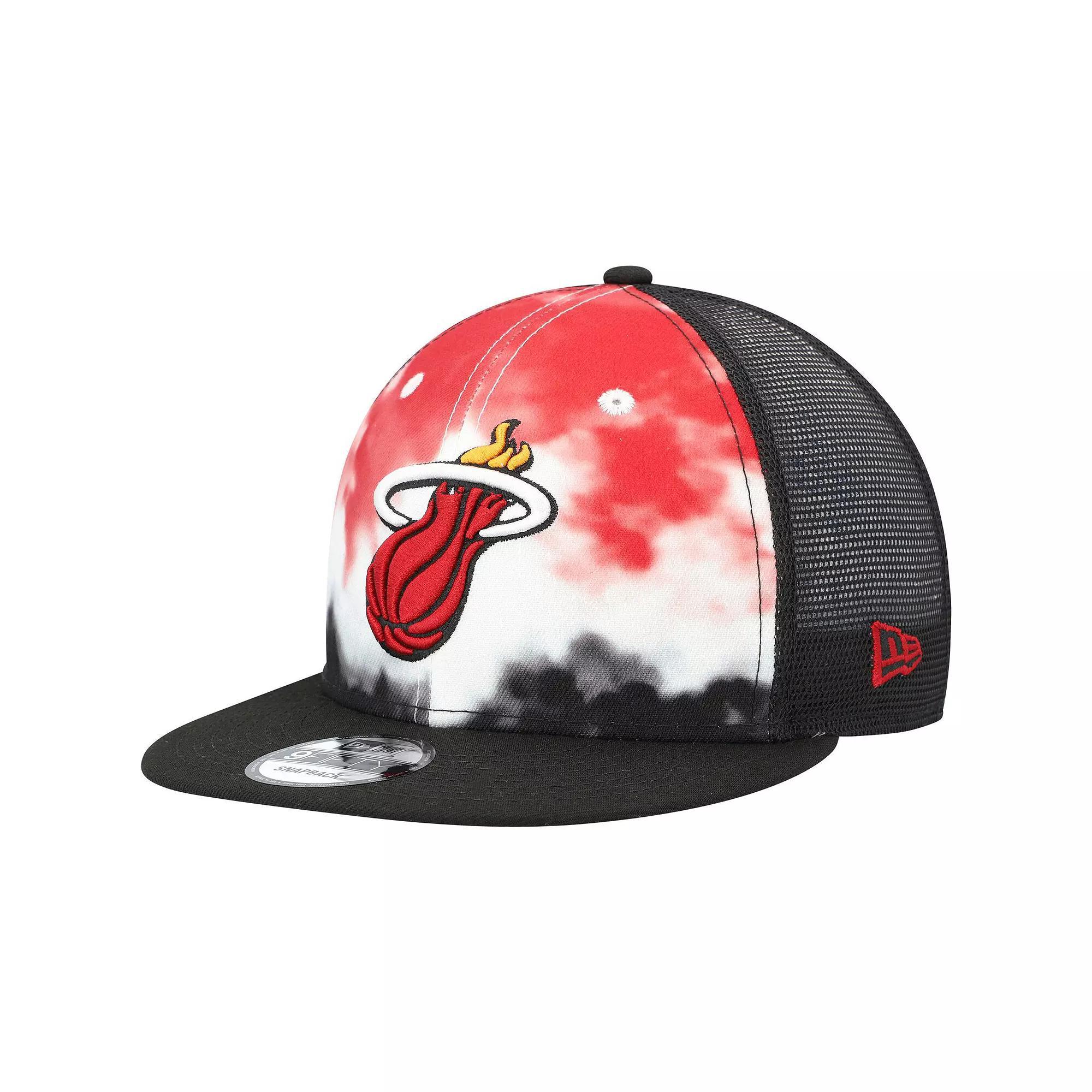 Mens New Era Miami Heat Hazy Trucker 9FIFTY Snapback Hat Product Image
