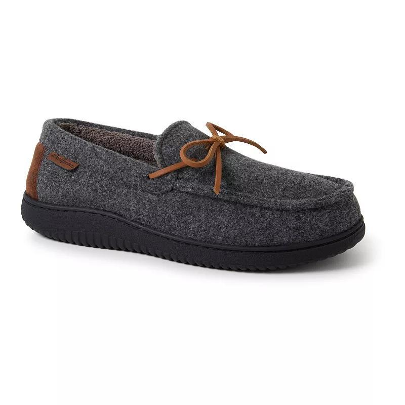 Dearfoams Woodstock Genuine Suede Mens Moccasin Slippers Brown Product Image
