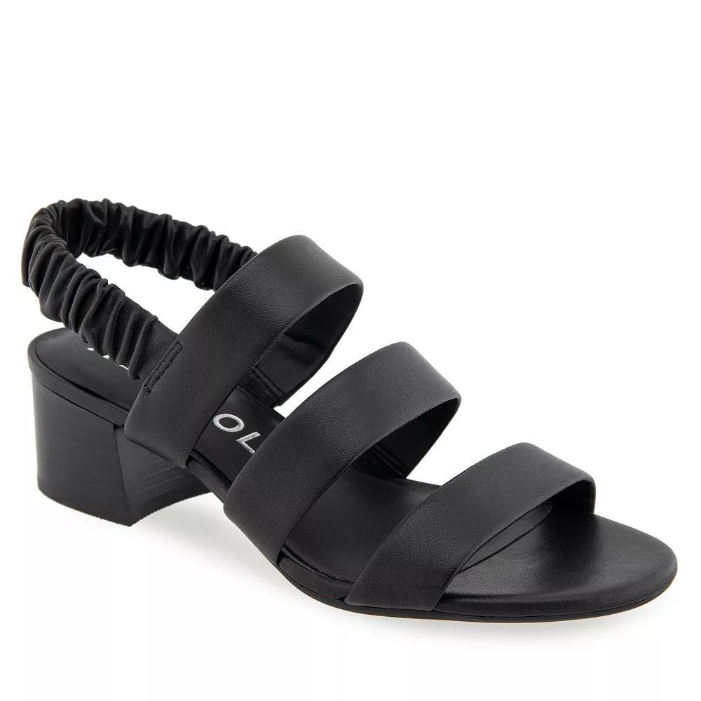 Aerosoles Clarissa Women's Block-Heeled Slingback Sandals, Size: 6 Wide, Black Leather Product Image