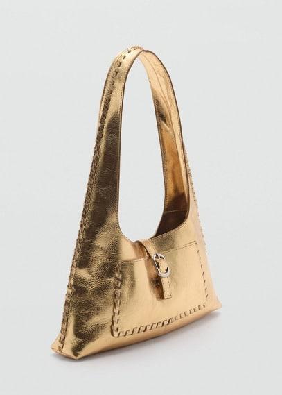 Leather metallic bag - Women | MANGO USA Product Image