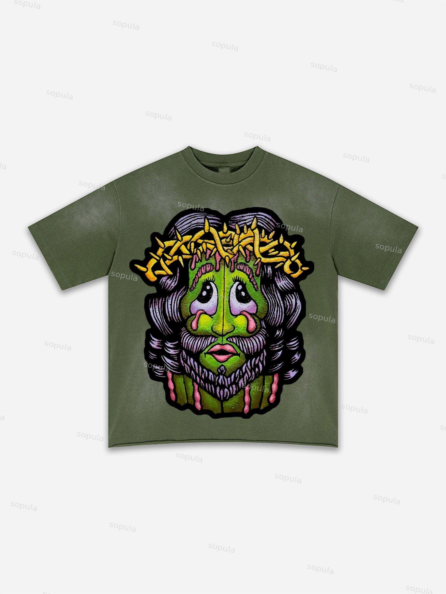 Lips Graphic Print Washed T-shirt Product Image
