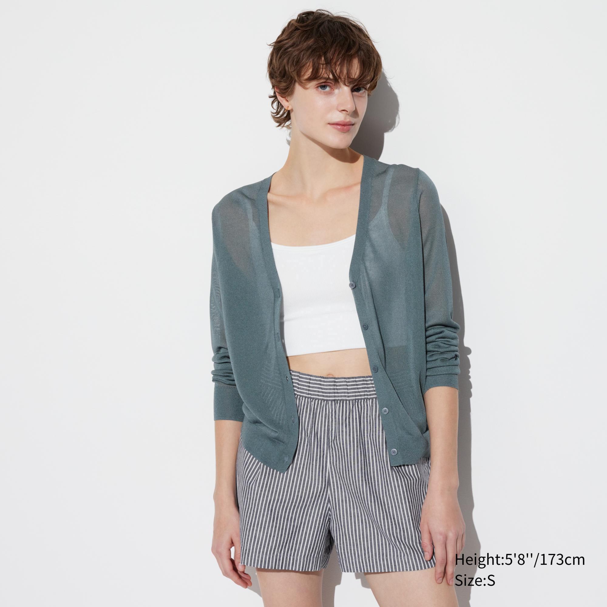 Womens Cotton Easy Shorts Striped Gray 2XL UNIQLO US Product Image