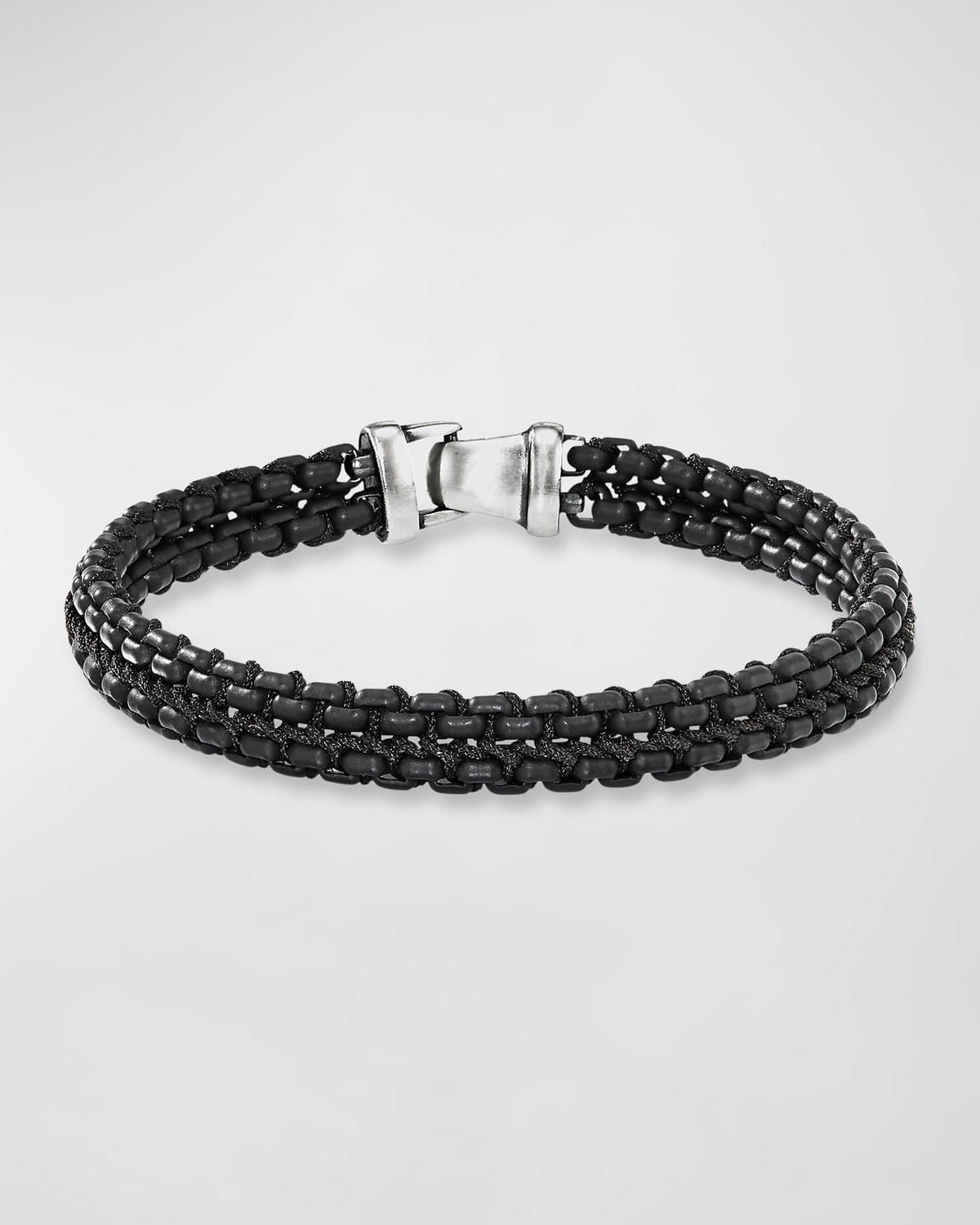 Mens Woven Box Chain Bracelet in Sterling Silver Product Image