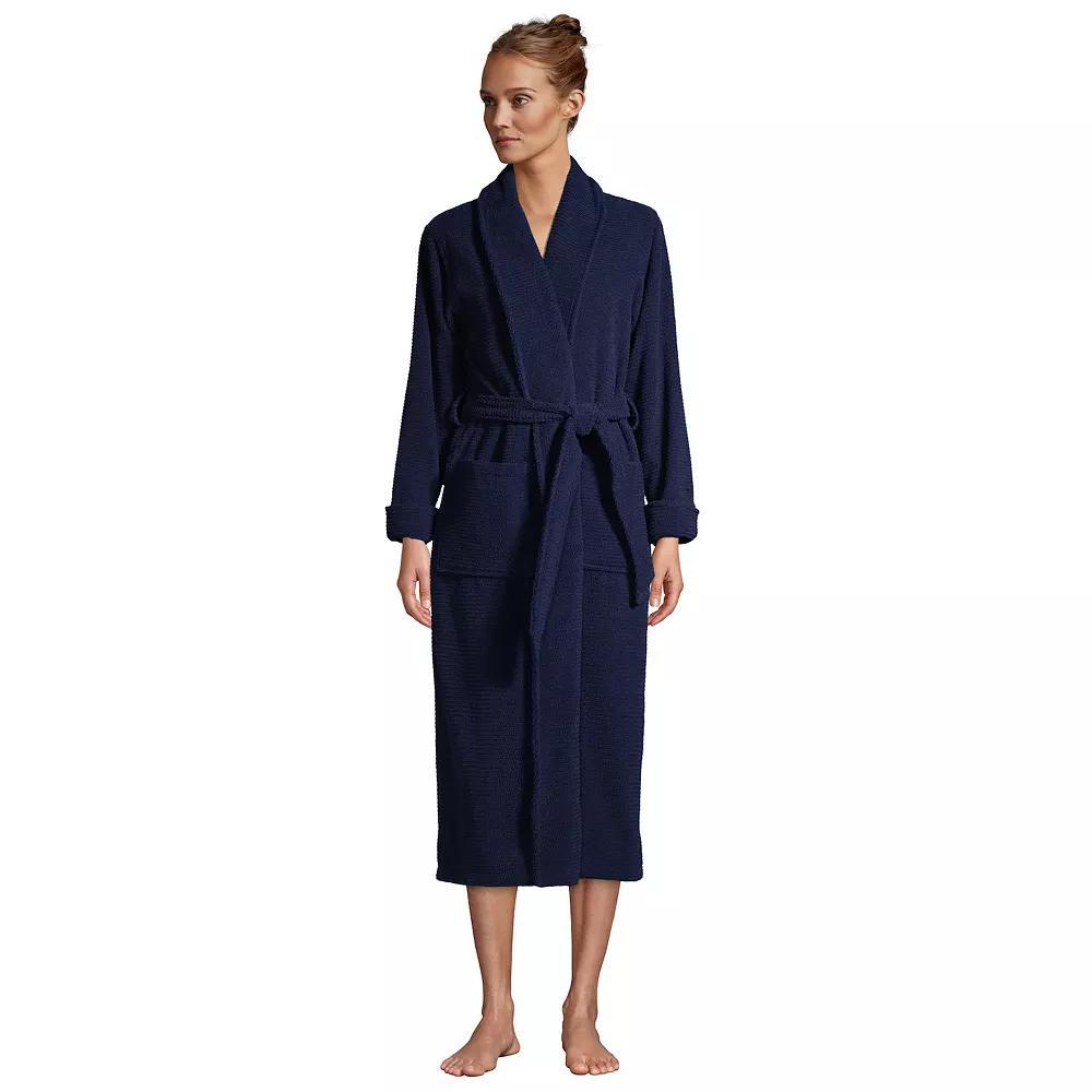 Petite Lands' End Cotton Terry Long Spa Bath Robe, Women's, Size: Small Petite, Deep  Blue Product Image