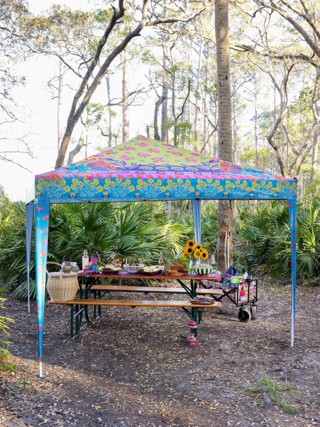 Live Happy Instant Canopy Tent - Dark Teal Floral Product Image