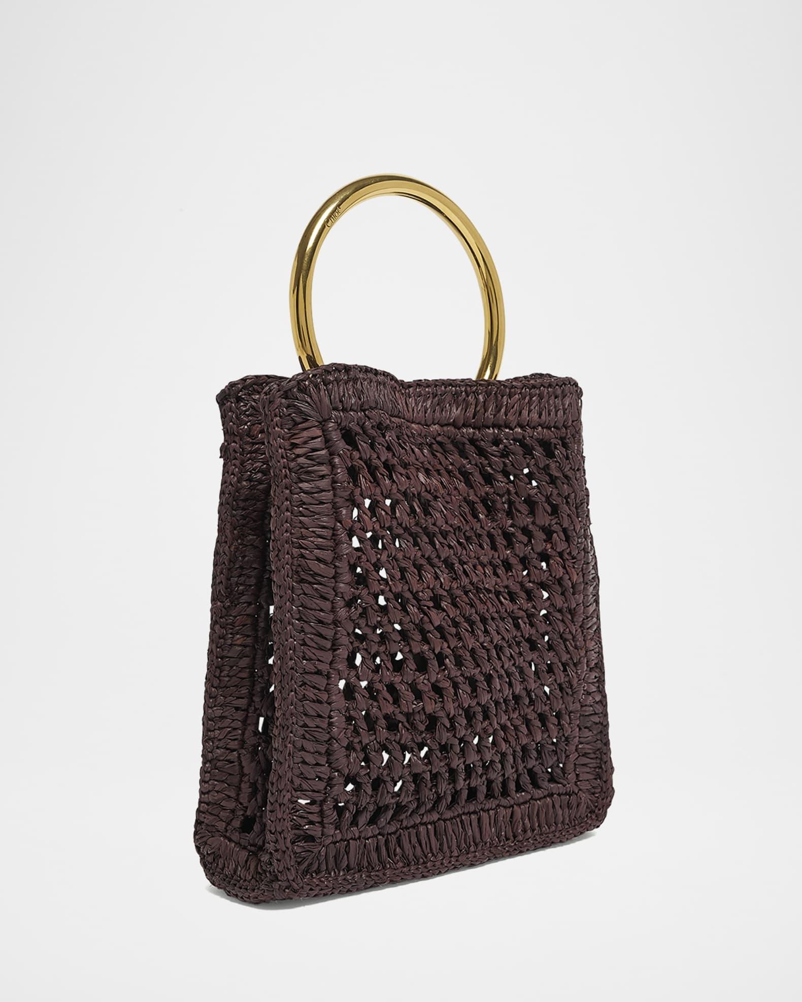 Summer Banana Tote Bag in Crochet Paper and Leather  Product Image