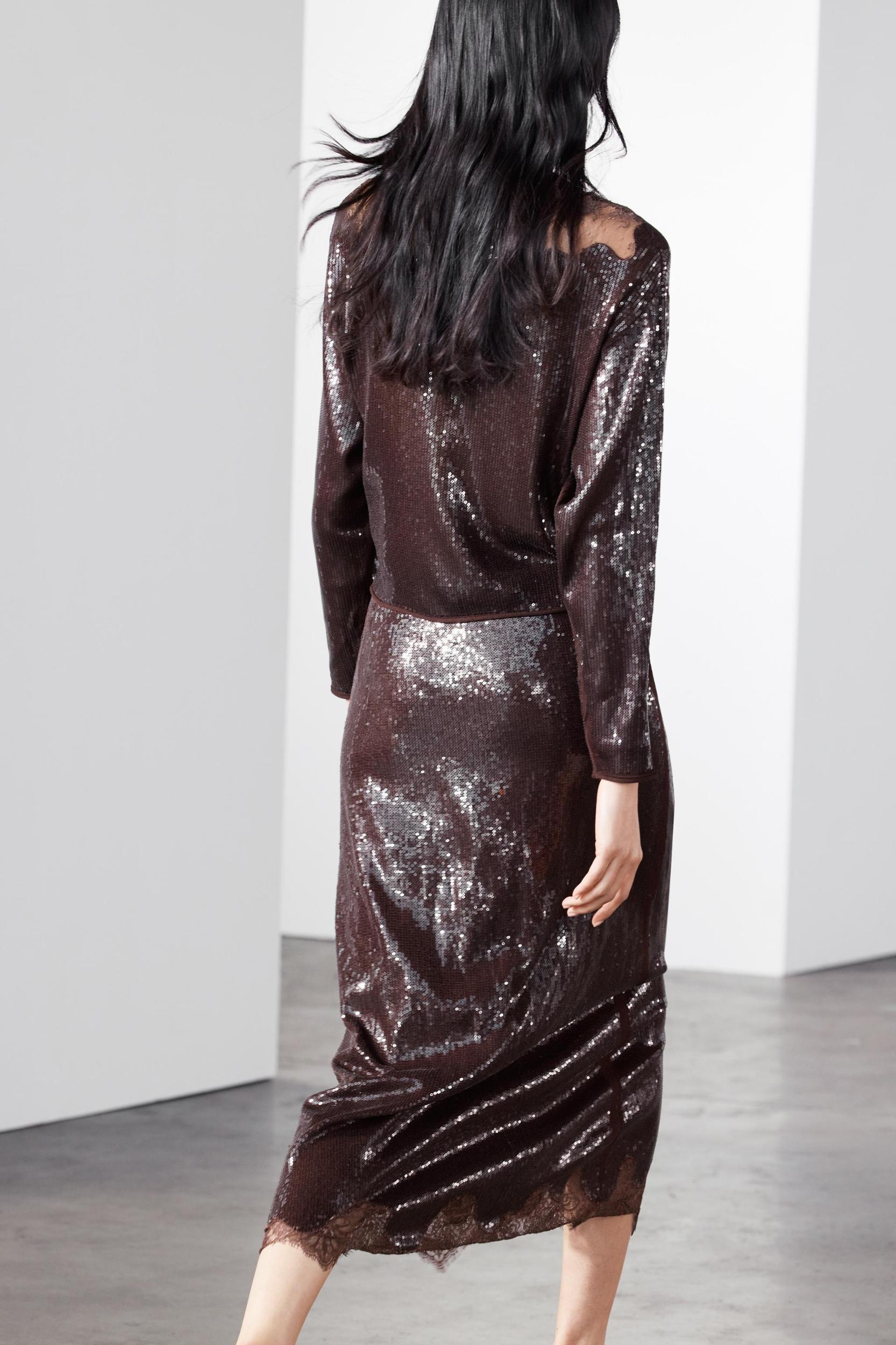 SEQUIN LACE MIDI SKIRT Product Image