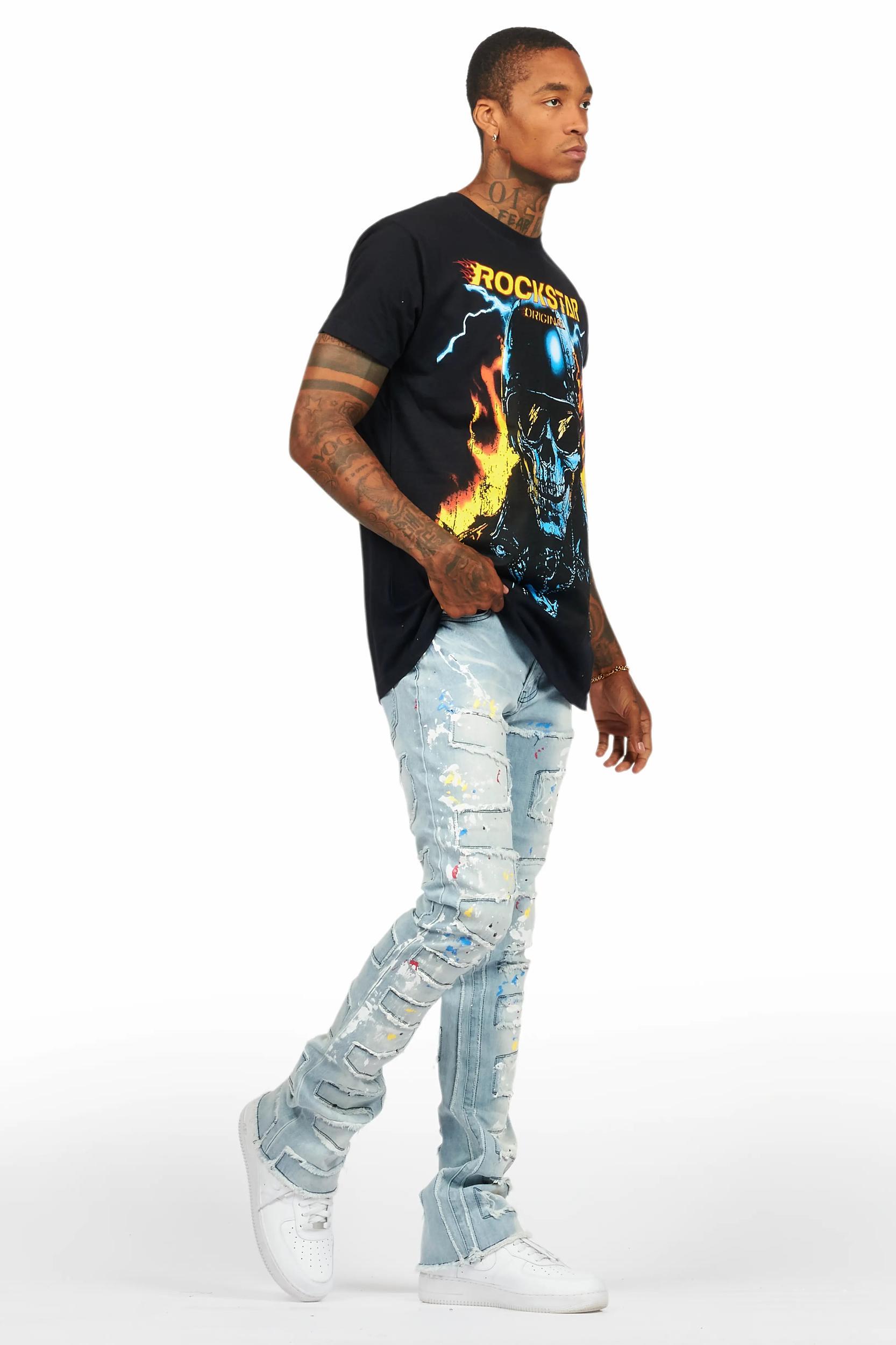 Balius Black Oversized Graphic T-Shirt Male Product Image