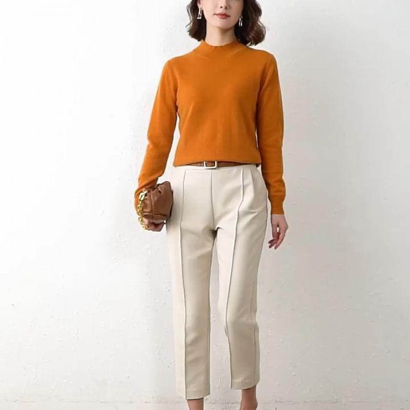 Mock Neck Ribbed Sweater Product Image