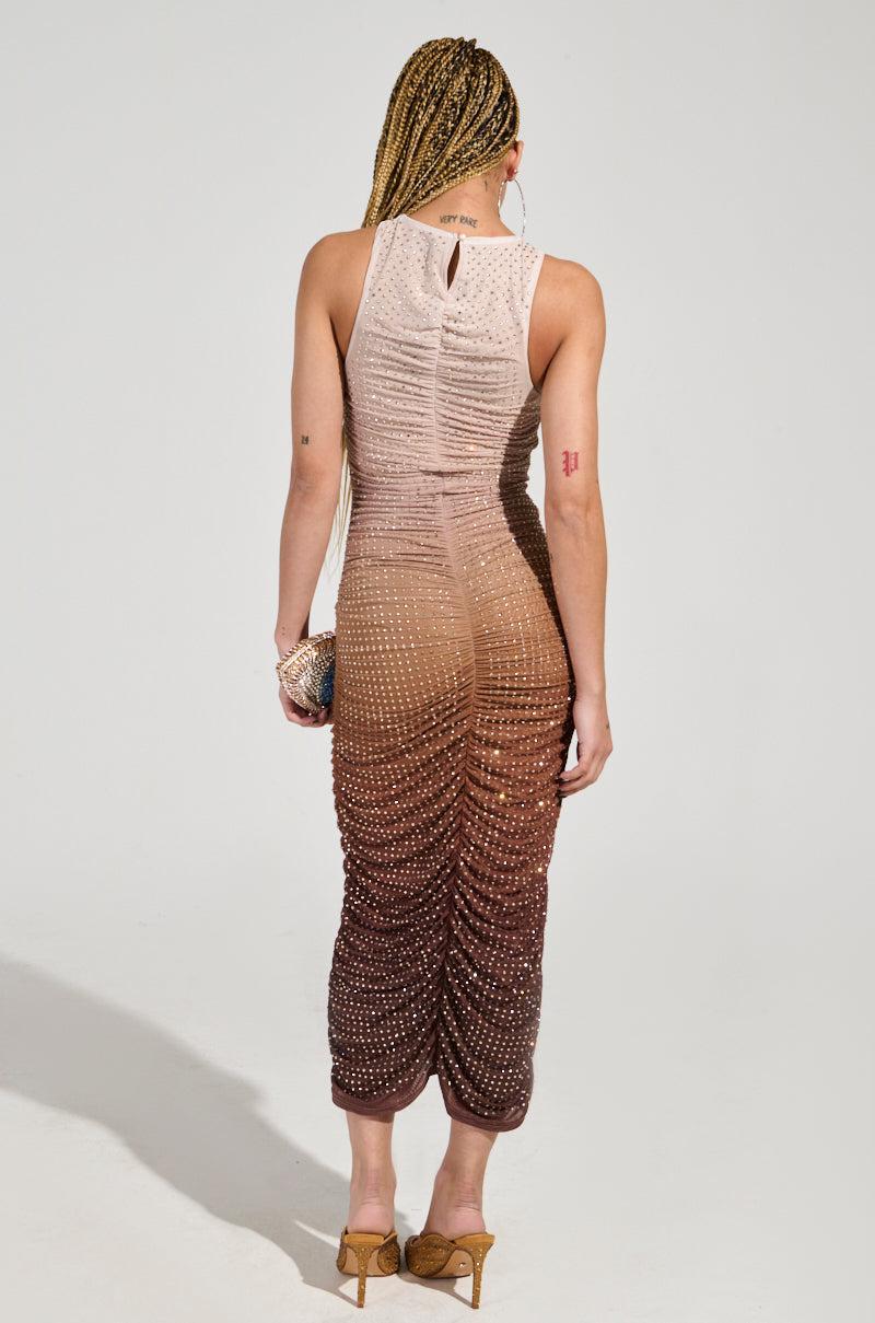 CANT REACH ME RHINESTONE MESH MAXI DRESS Product Image