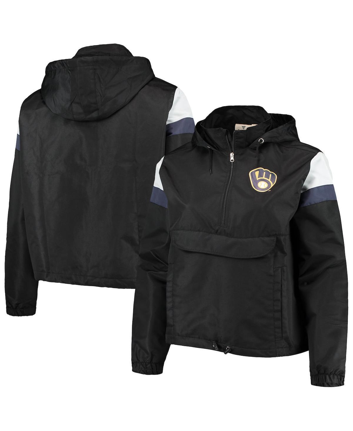 Womens /Navy Milwaukee Brewers Plus Size Anorak Quarter-Zip Hoodie Product Image