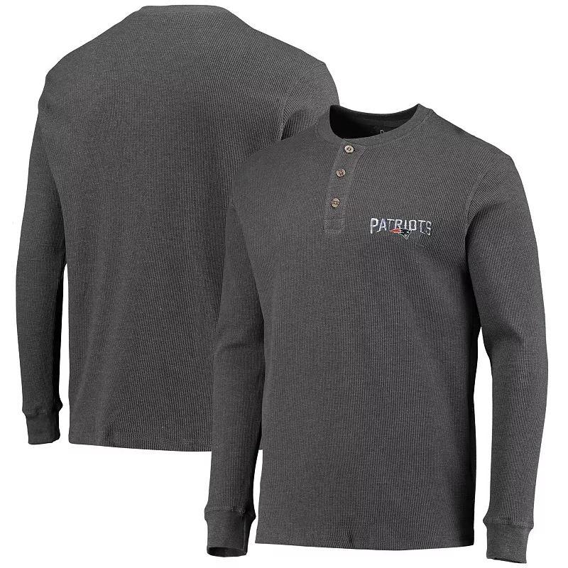 Mens Dunbrooke Heathered Gray New England Patriots Logo Maverick Thermal Henley Long Sleeve T-Shirt Product Image
