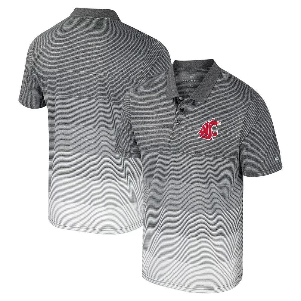 Men's Colosseum Gray Washington State Cougars Striped Mesh Polo, Size: 3XL, Wsc Grey Product Image