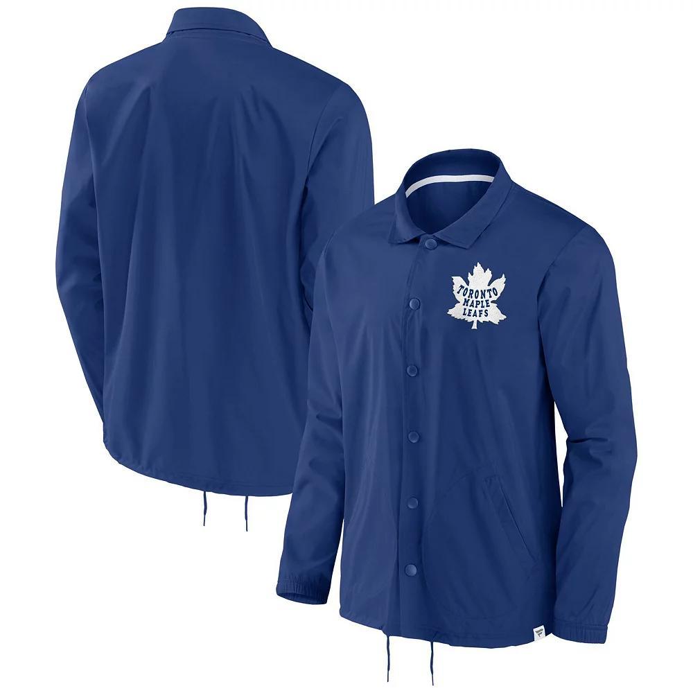 Mens Fanatics Blue Toronto Maple Leafs True Classics Varsity Coach Full-Snap Jacket Product Image