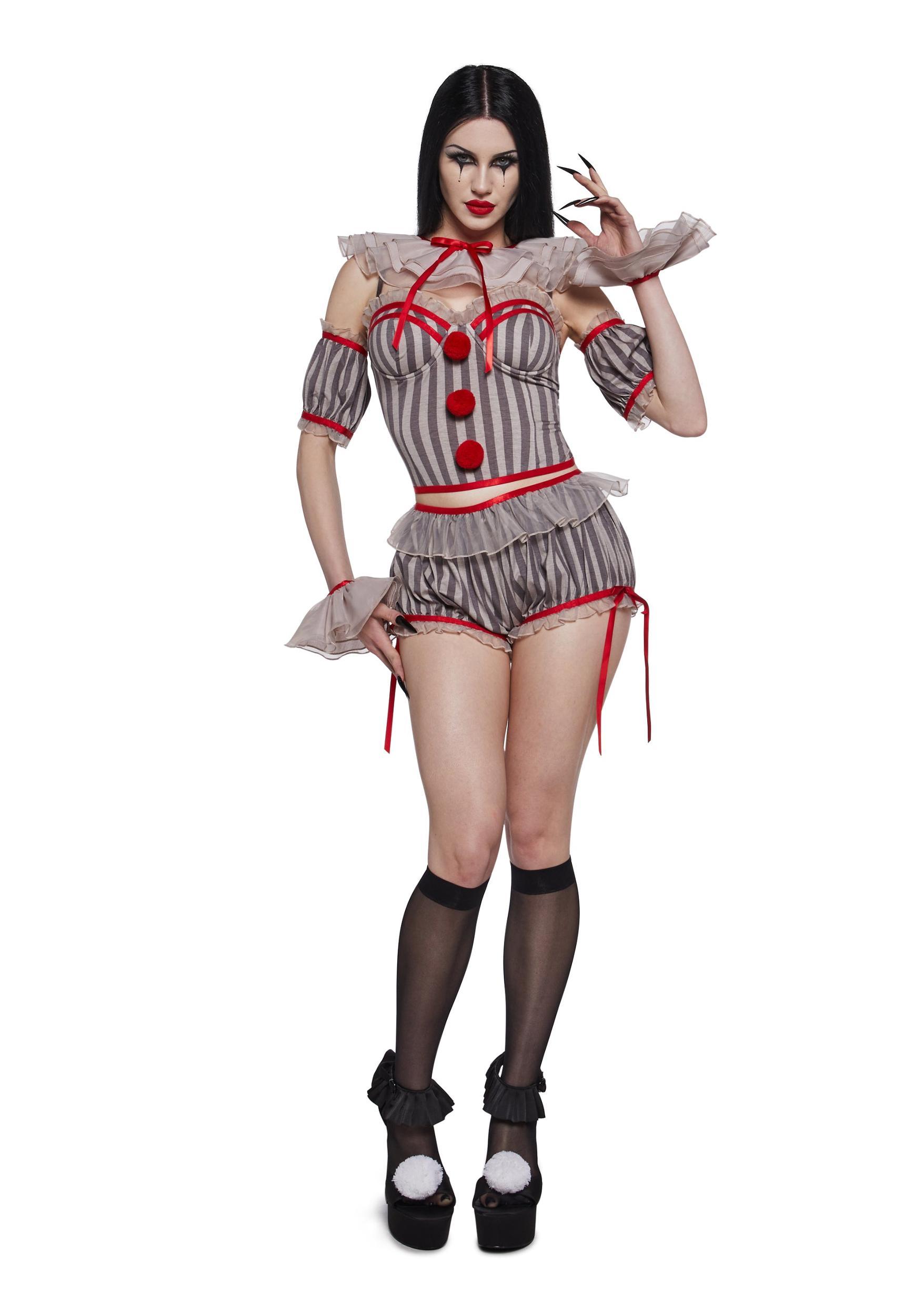 Sexy Womens Halloween Sewer Clown It Halloween Costume - White Product Image