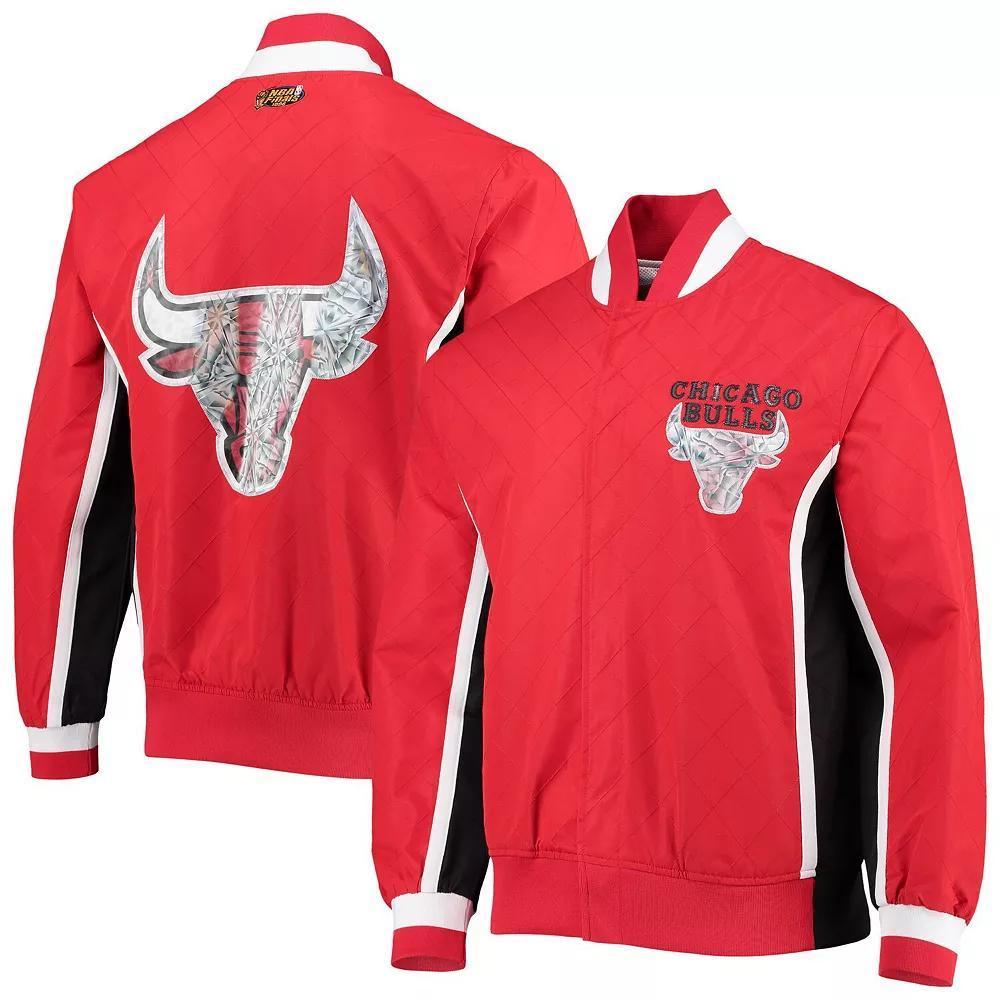 Men's Chicago Bulls Red Mitchell & Ness Hardwood Classics 75th Anniversary Authentic Warmup Full-Snap Jacket, Size: XL Product Image