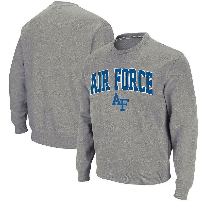 Men's Colosseum Heathered Gray Air Force Falcons Arch & Logo Sweatshirt, Size: Small, Afa Grey Product Image