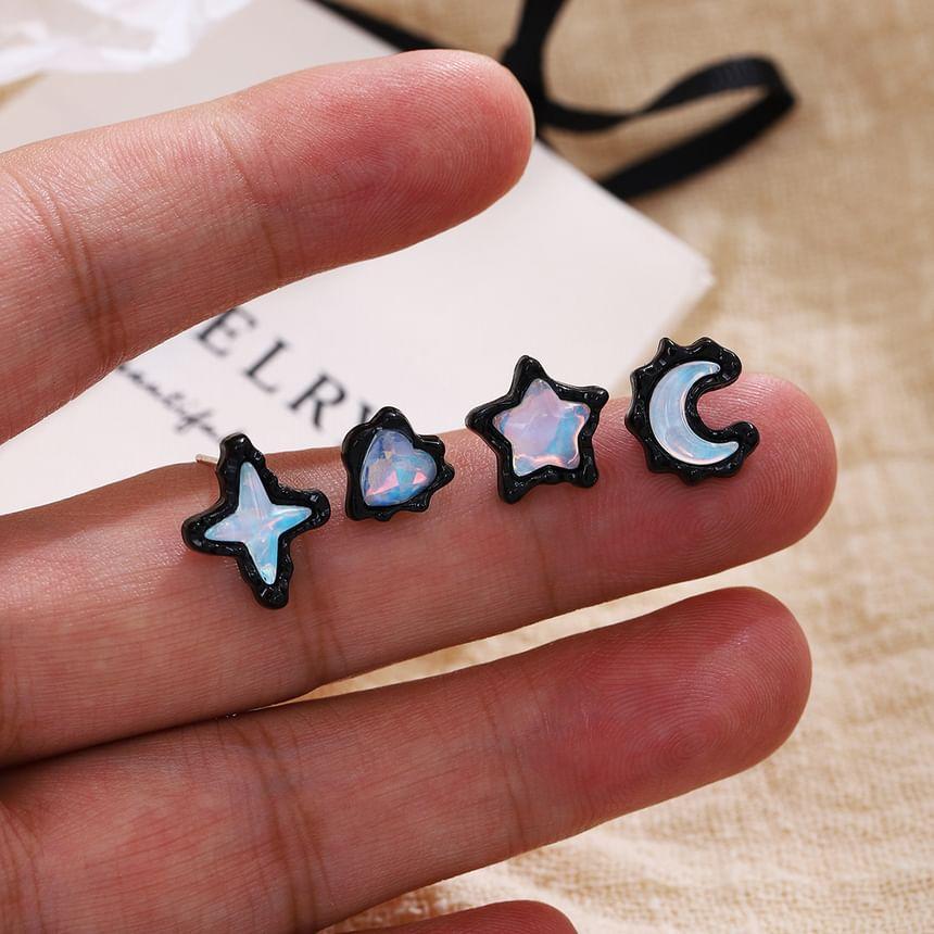 Set of 4: Heart / Star / Moon Stud Earring Product Image