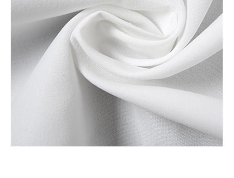 Long-Sleeve Plain Shrug / Strapless Two Tone Mini A-Line Dress Product Image