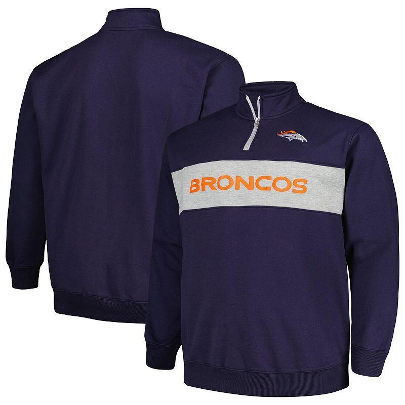 Mens Profile Denver Broncos Big & Tall Fleece Quarter-Zip Jacket Blue Product Image