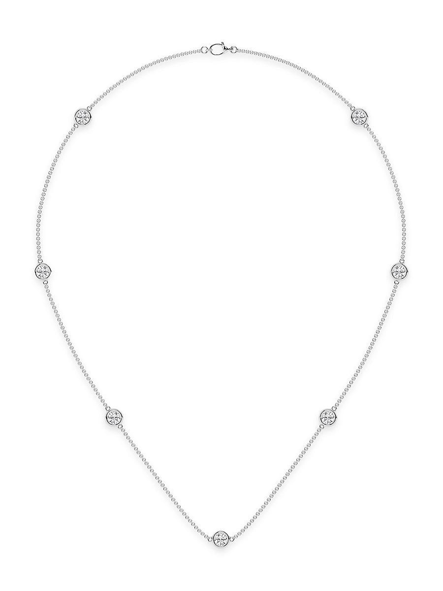 Womens 14K White Gold & Lab-Grown 7-Diamond Station Necklace/0.70-2.10 TCW Product Image