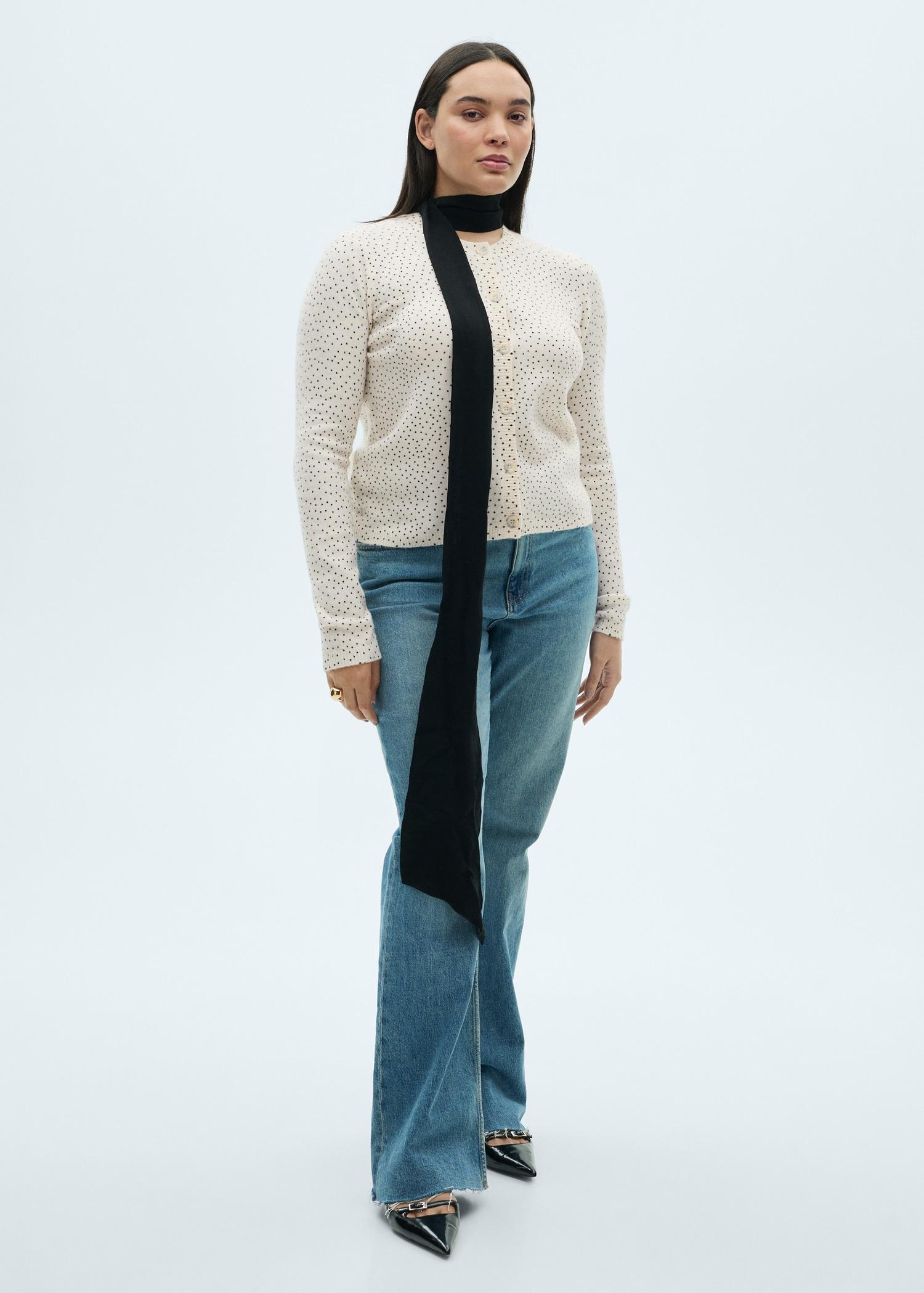 Polka-dot knitted cardigan - Women | MANGO USA Product Image