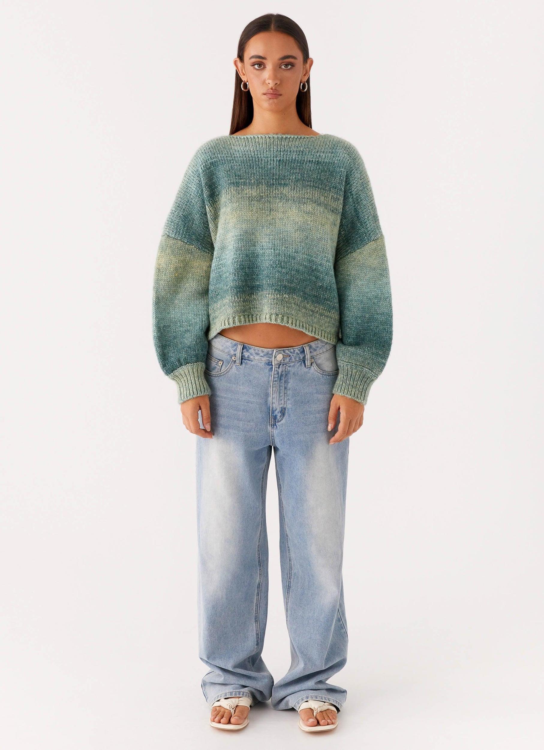 Lynne Oversized Jumper - Green Ombre Product Image