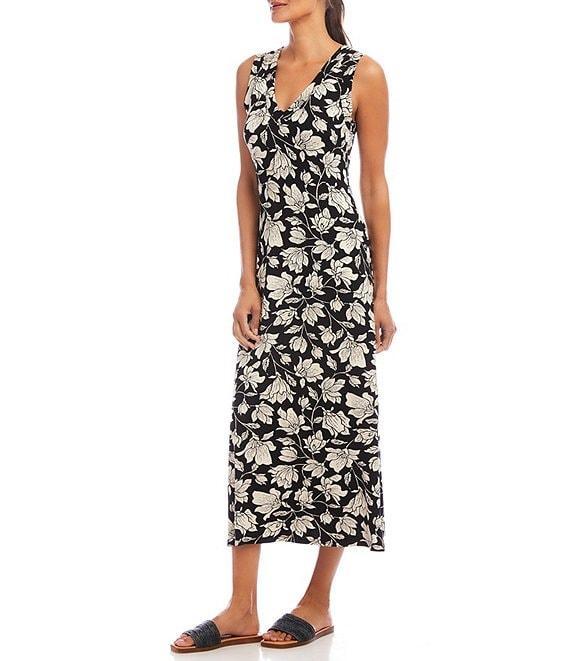 Karen Kane Floral V-Neck Sleeveless Midi Sheath Dress Product Image
